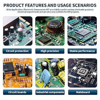 1910Pcs Electronic Component Kit Resistor Electrolytic Capacitor Schottky Diodes LED Diode Transistor Electronics Components Assortment for DIY Project