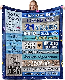 21st Birthday Gifts for Her him Happy 21st birthday decorations for her him, Unique 21st Birthday Gift Ideas for Women, Daughter, Sister, Girlfriend Female, Birthday Gifts for 21 Year Old Girl Blanket