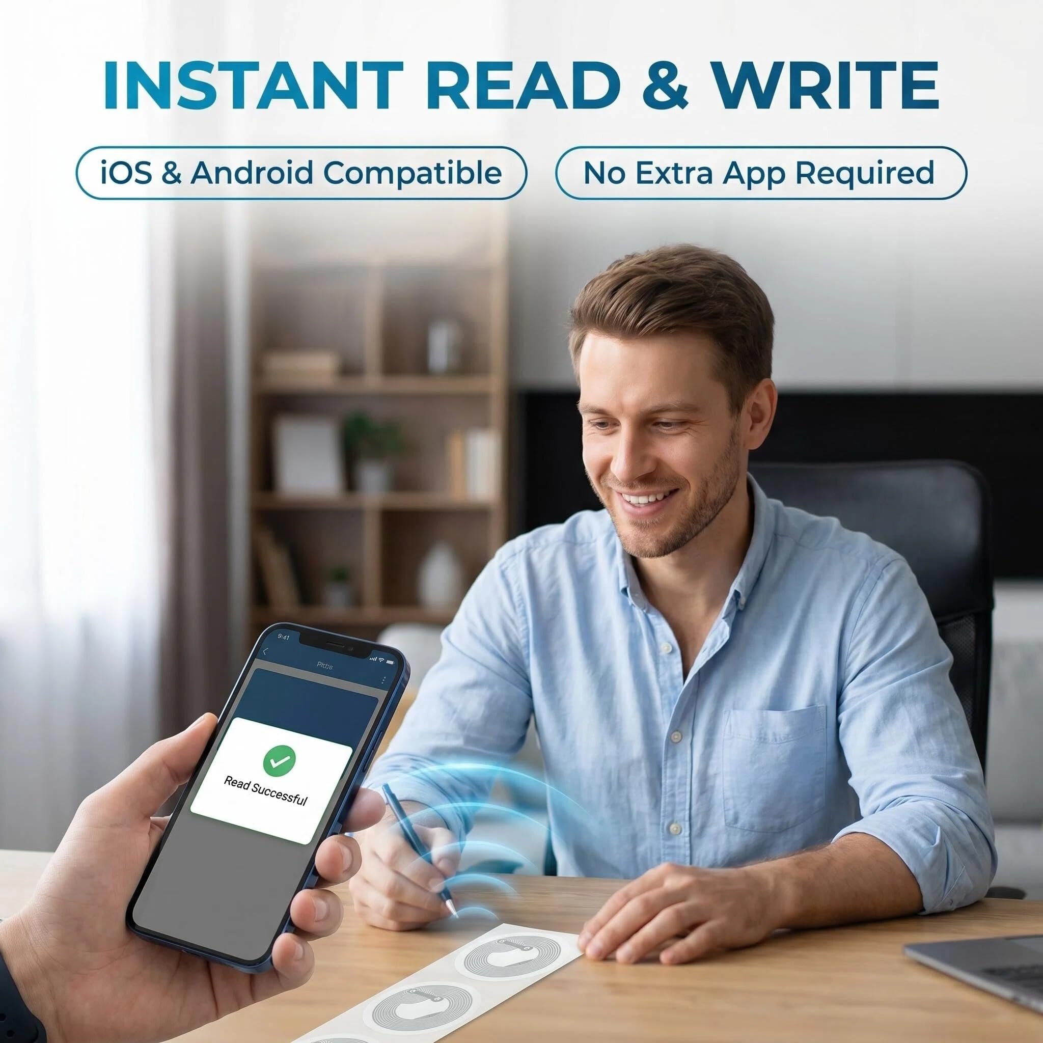 80 Stück NFC Tag Sticker, Ntag 216 NFC Aufkleber Wiederbeschreibbar, Wiederbeschreibbare NFC Tags, Programmierbar 888 Byte Speicher, NFC Sticker für Alle NFC-Fähigen Handys und Geräte (216)