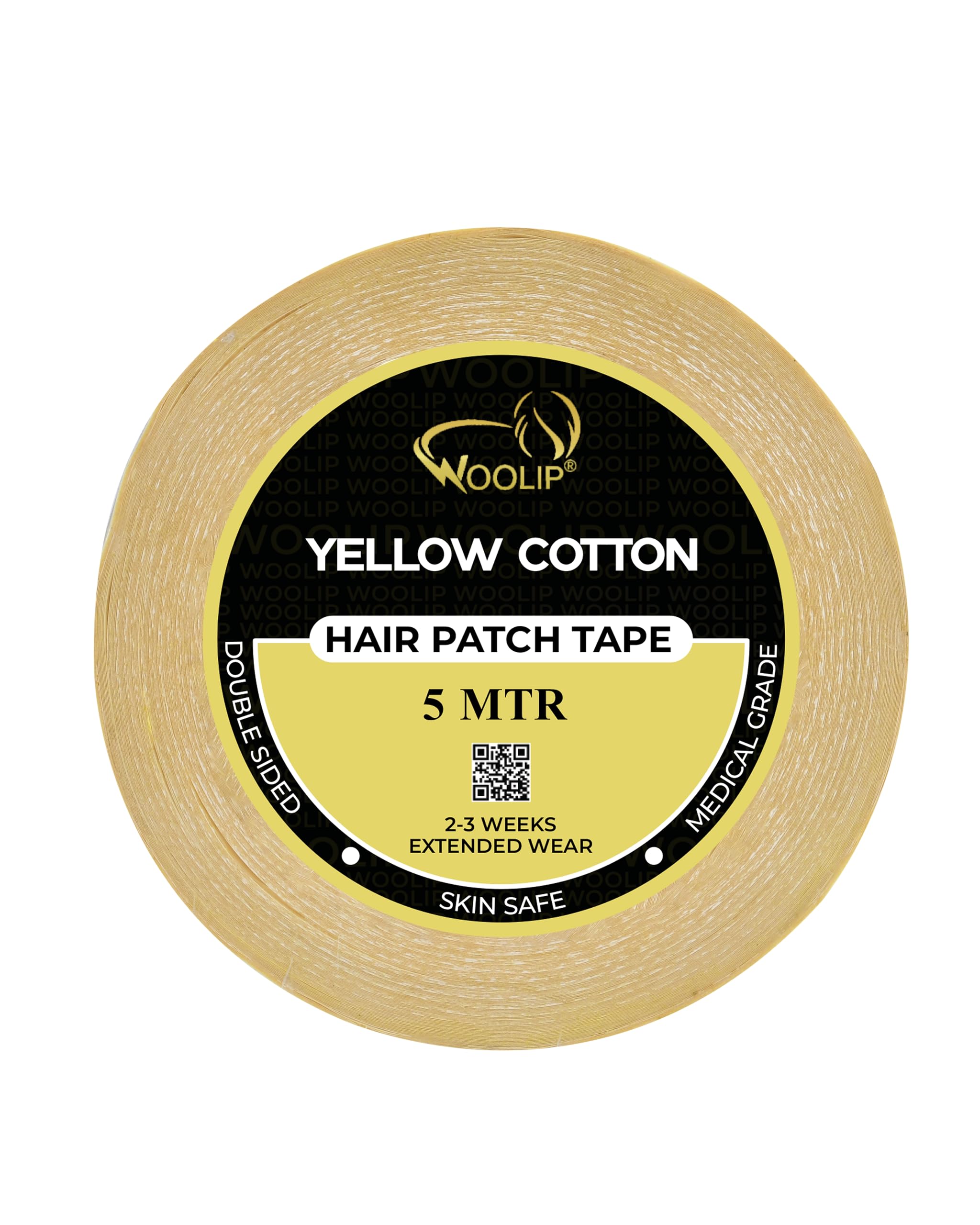 Woolip Blue Hair Patch Tape For Men - Super Ultra Hold Up To 2-3 Weeks | Waterproof No shine Tape For Hair Wigs | 1 Inch Cotton Material | Double sided YellowTape - 5M