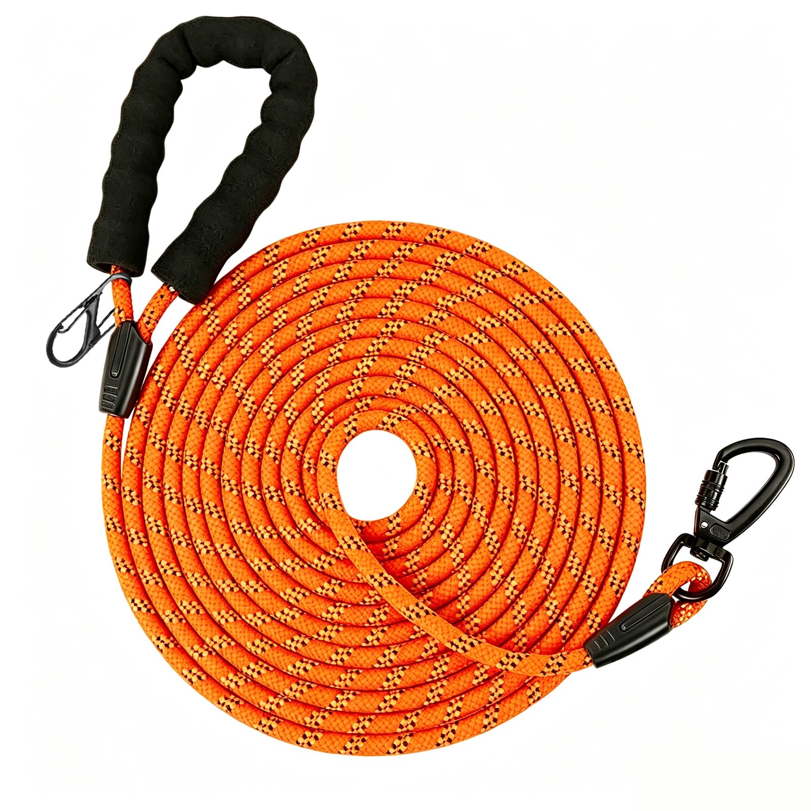 Litrue Training Leads for Dogs 10M Reflective Long Line Dog Lead with Double Clip Padded Handle Puppy Rope for Small Medium Large Dogs(Orange)