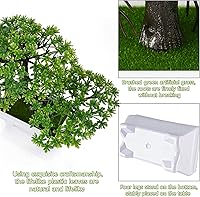 Vista 4 de Frjjthchy. Mini plantas de bonsái artificiales con macetas de cemento de plástico para la decoración del hogar y la oficina (verde)