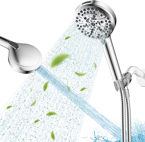 Miniatura 12 de Hibbent Cabezal de ducha filtrado con mano, cabezal de ducha de 10 pulverizadores de alta presión con filtros, suavizante de agua dura para eliminar