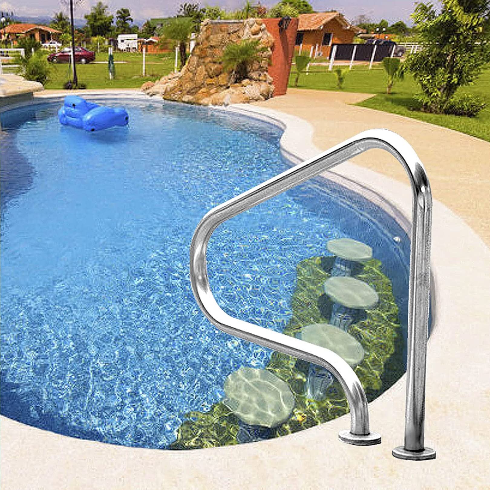 Balustrade de sécurité pour piscine creusée rampe inox 304 pour bassin et spa extérieur
