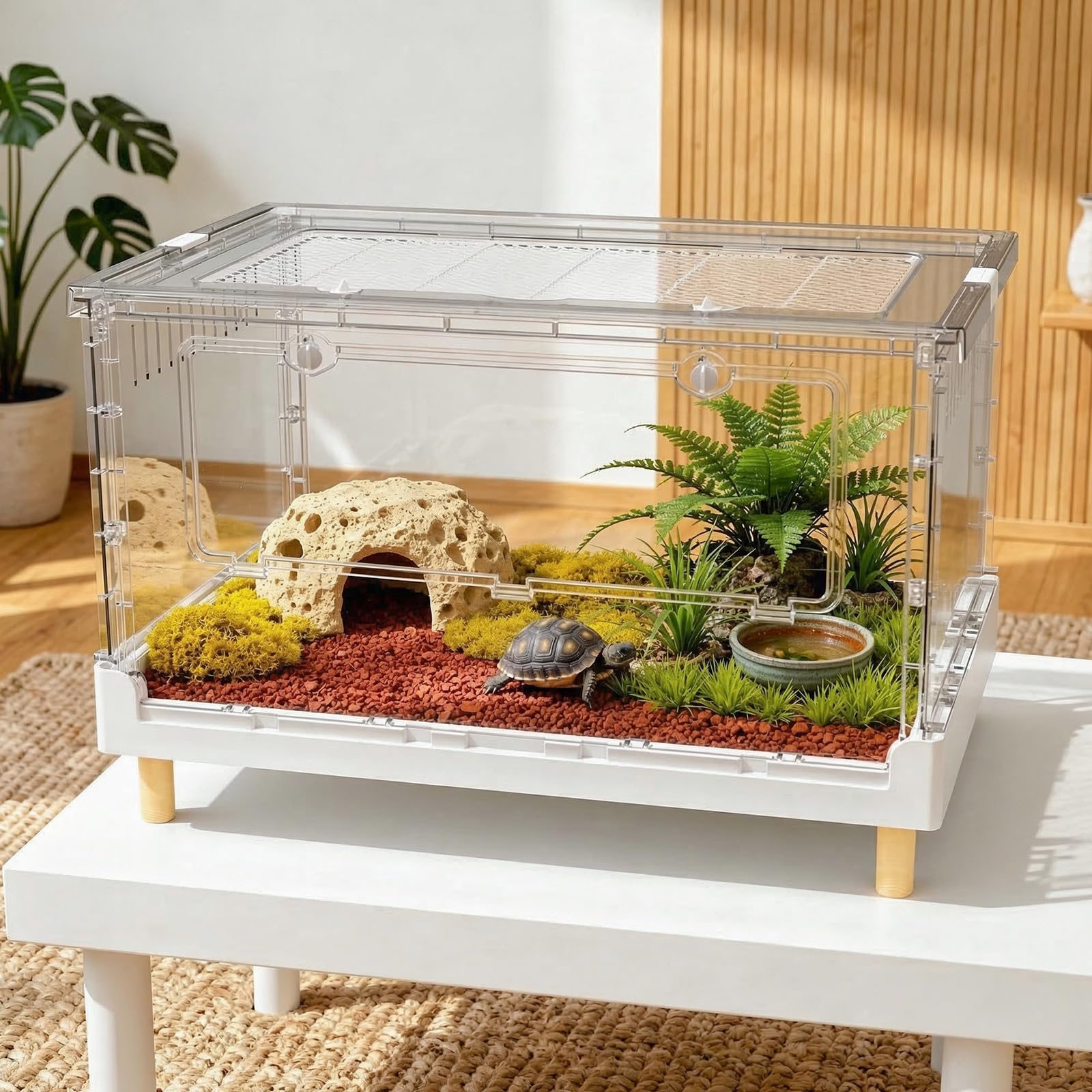 Ruexue ハリネズミ　ハムスター　　爬虫類　小動物　ケージ　遠赤外線ヒーター Amazon | Ruexue 大型 透明 ペットケージ 折り畳み式 組立簡単 前開き