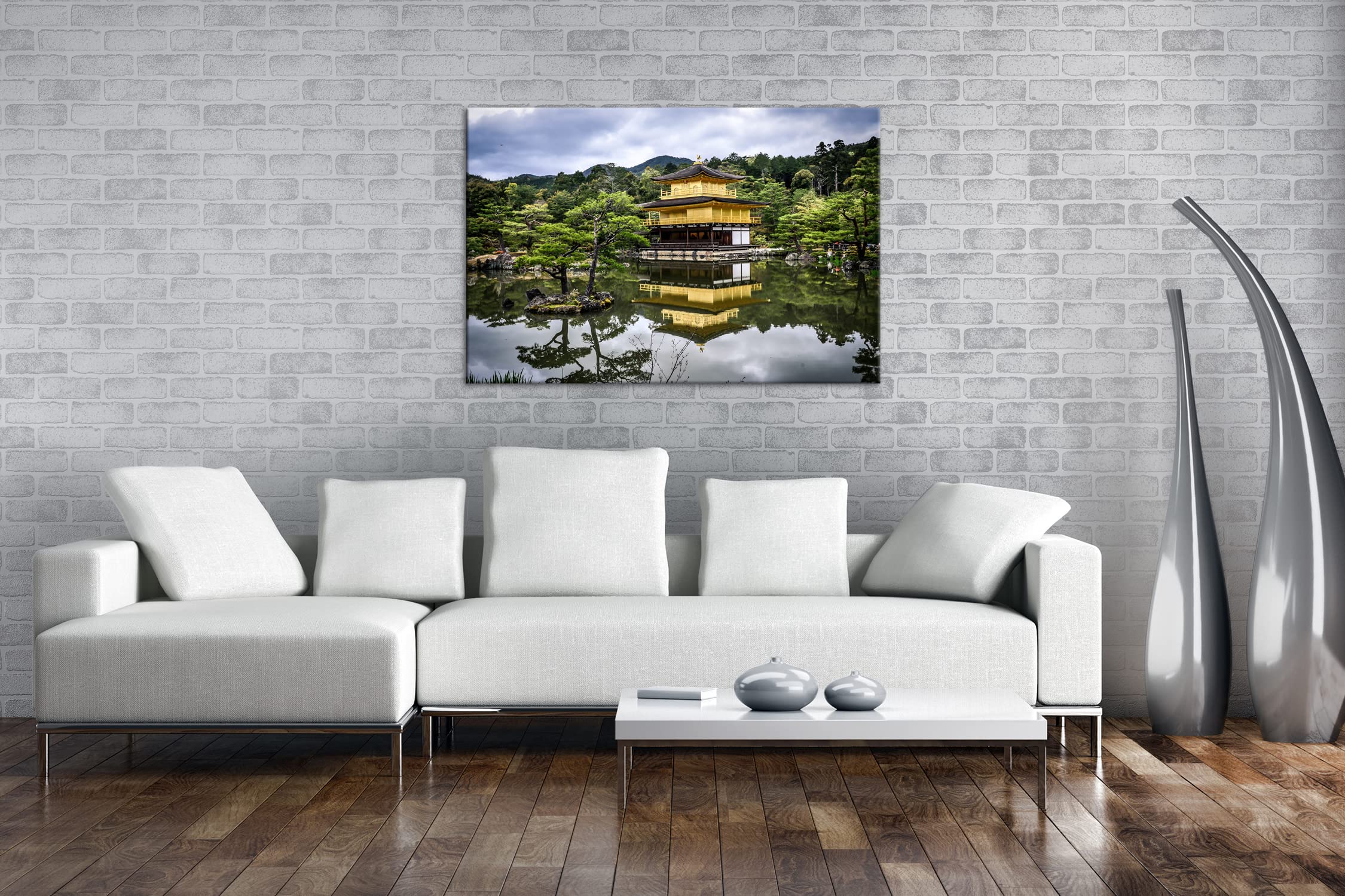 Temple et jardin japonais - Format : 60 x 40 cm - Impression numérique de qualité supérieure - Pas de poster ni d'affiche