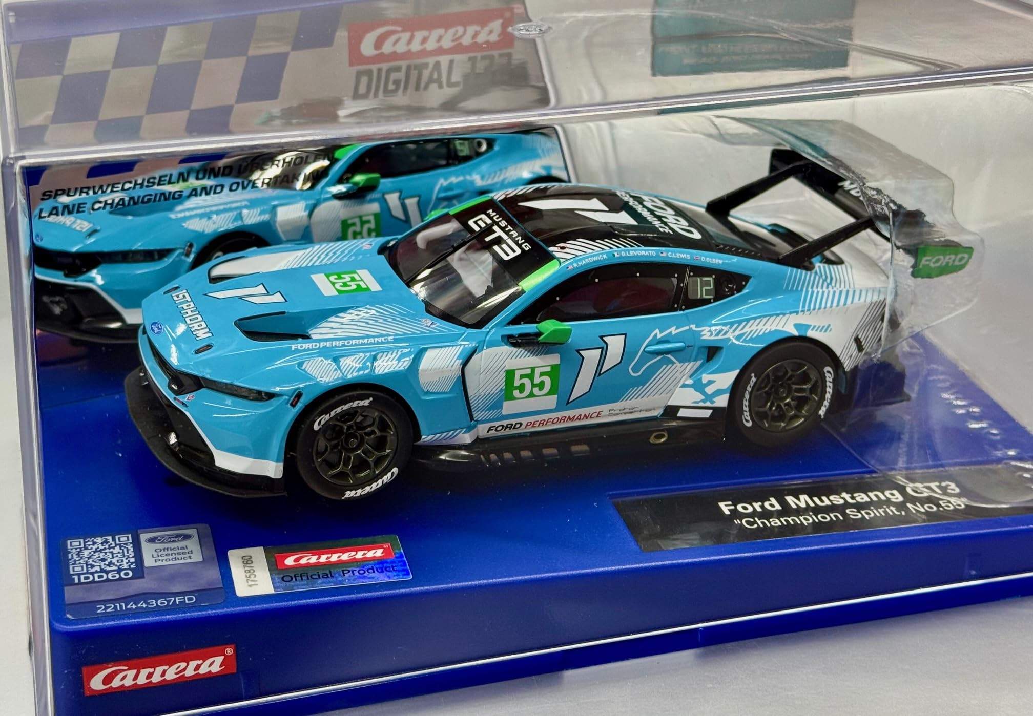 Carrera Digital 132 20032052 Ford Mustang GT3 Champion Spirit, No.55 1:32 Scale Slot Car With Working Front - Image 2