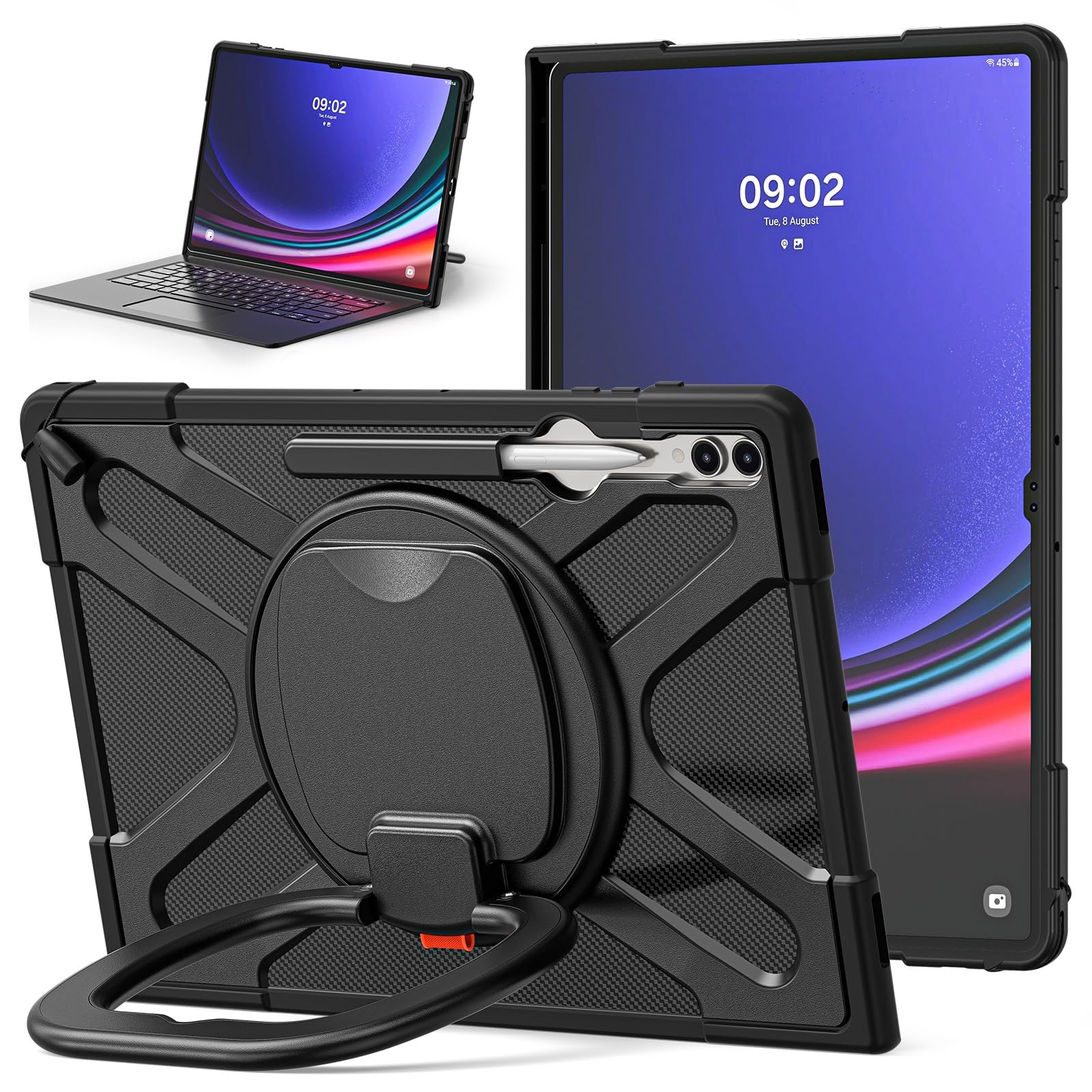 Wytrzymały futerał ochronny na całe ciało, odporny wstrząsy, podpórka, kompatybilny z Samsung Galaxy Tab S9 Ultra 14,6 cala 2023 (SM-X910/X916B/X918U), klawiaturą Type Cover, etui tablet kompatybilne