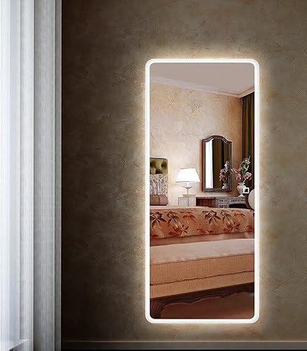 H&A Espejo LED de longitud completa para pared, espejos de baño de alta calidad para tocador con luces y función antiniebla, control táctil vertical