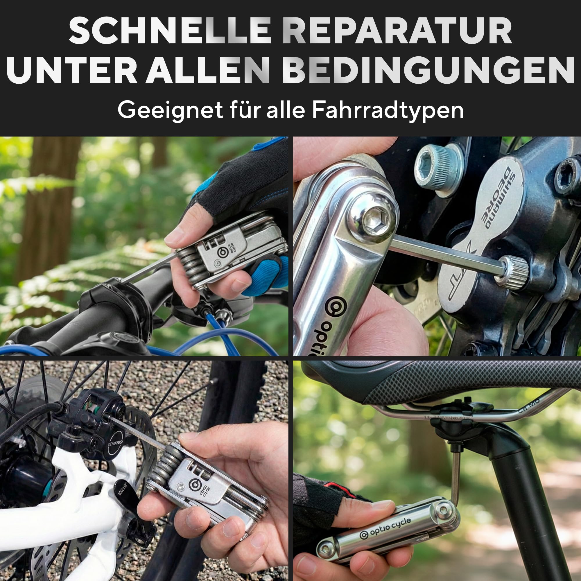 Fahrrad Multitool Klein 16-in-1 mit Kettennieter & Reifenheber – Mini Multitool Fahrrad Werkzeugset Unterwegs | Multifunktionswerkzeug für MTB, Rennrad, E-Bike, Grave