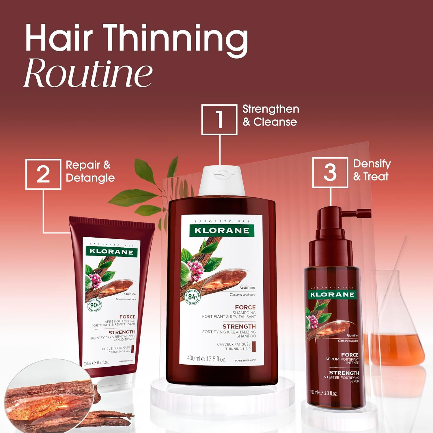 Klorane Strengthening Shampoo with Quinine - Dermatologist-Tested - Natural Alternative Thickening Shampoo for Hair Thinning - Support Stronger, Healthier Hair for Men & Women - 13.5 fl. oz. - Image 7