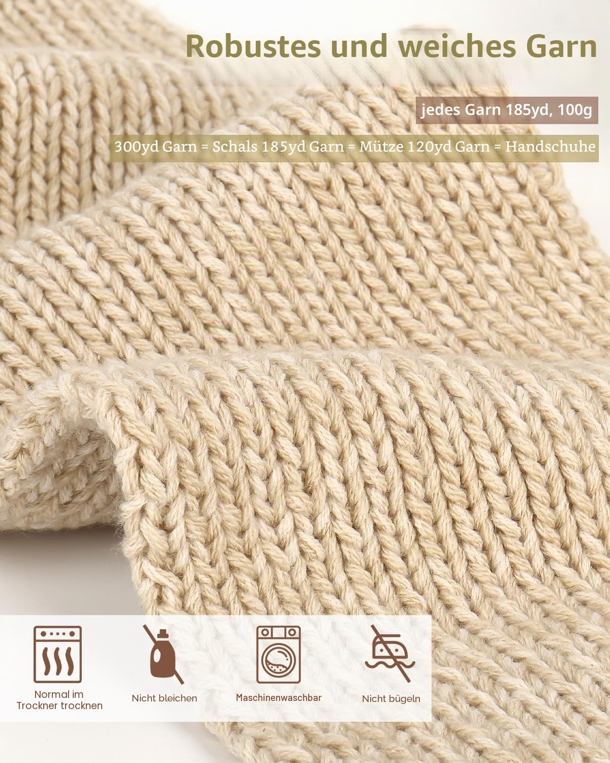 Reessy Stricksets für Anfänger Erwachsene, Mütze Schal Handschuhe Strickset für Erwachsene zum Erlernen des Strickens inklusive Schritt-für-Schritt-Anleitungsbuch, Stricknadeln weiche Garnknäuel und