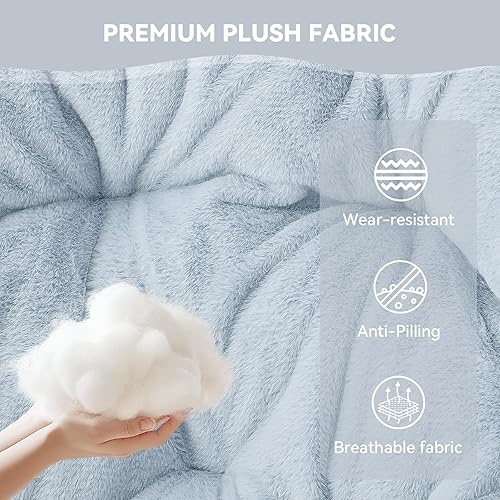 Miniatura 4 de Magshion Silla redonda plegable de gran tamaño con platillo de luna para adultos, silla grande y acogedora para dormitorio, azul