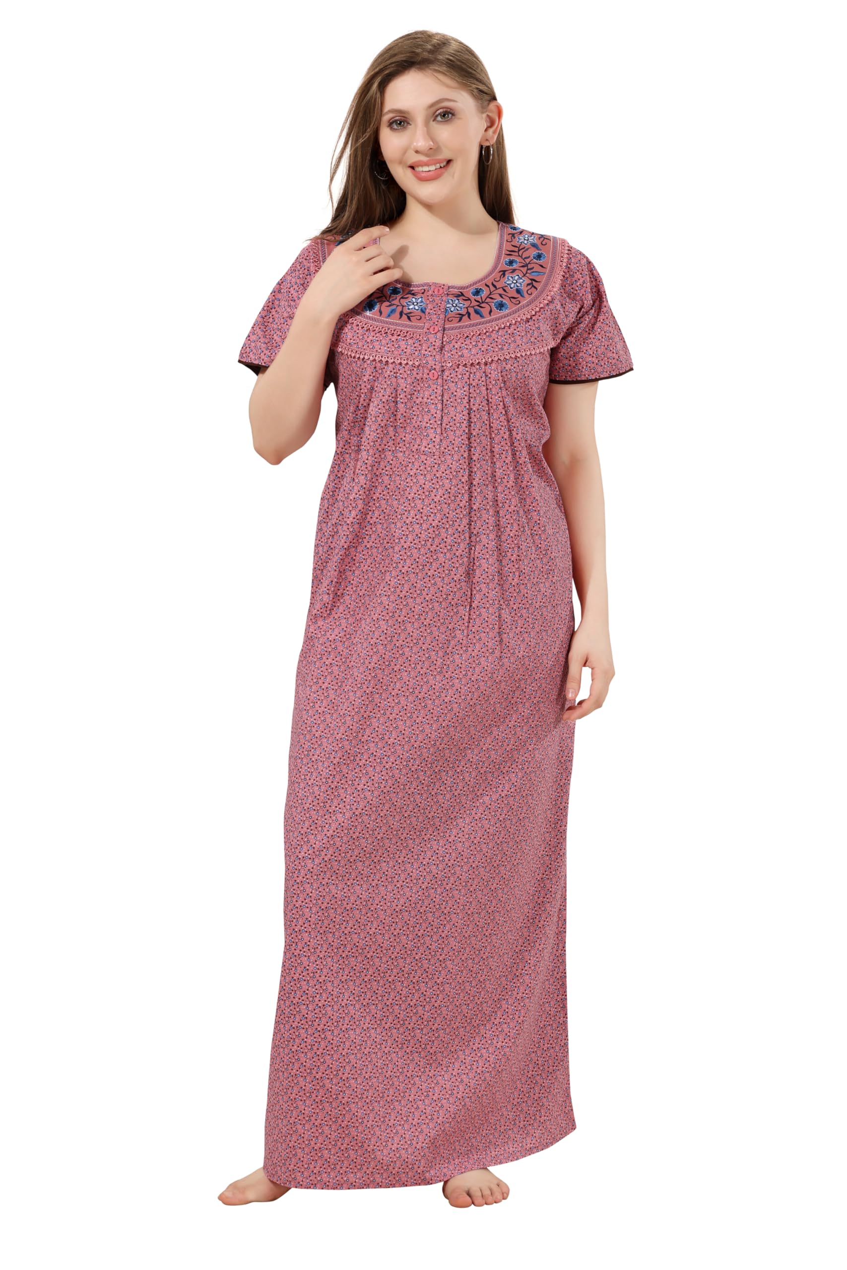 soulemo Women's Pure Cotton Floor Length Nighty 1690-picture-18