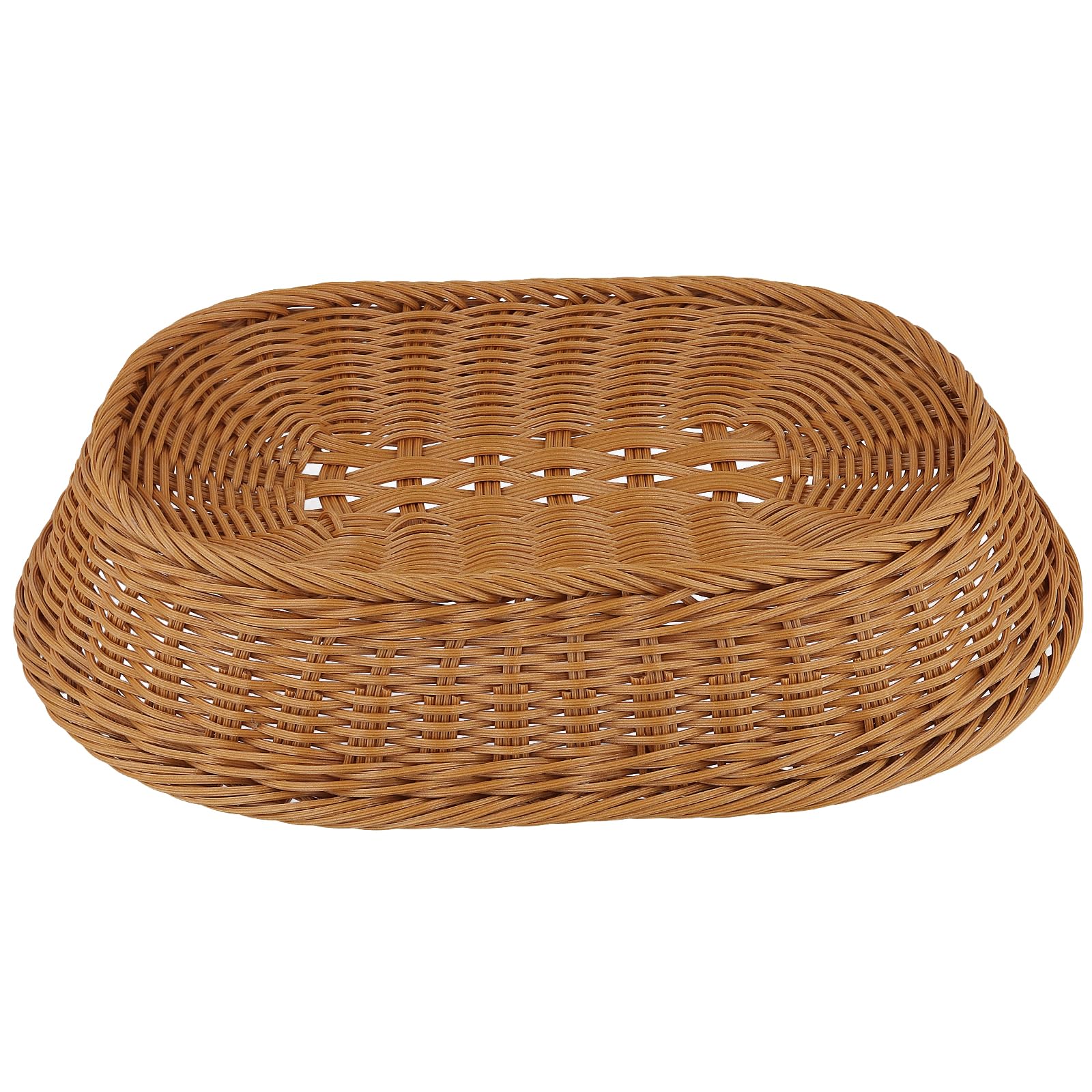 SINJEUN 3 sztuki, 35 x 25 x 7 cm, brązowy, owalny kosz wiklinowy, pleciony kosz na pieczywo, na żywność, owoce, kosmetyki, do kuchni i przechowywania, 3 sztuki