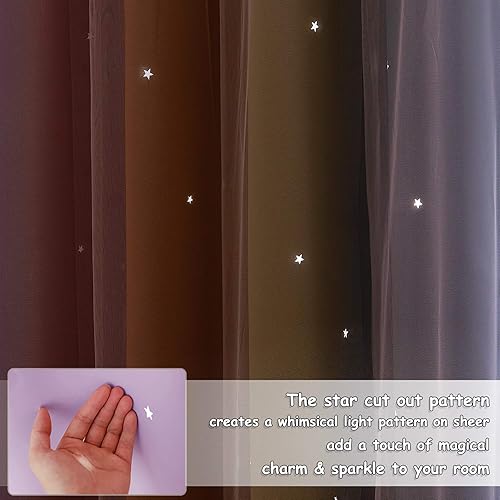 Miniatura 6 de NICETOWN - Cortinas opacas traslúcidas de capas superpuestas con ojales en la parte superior (52 pulgadas de ancho).