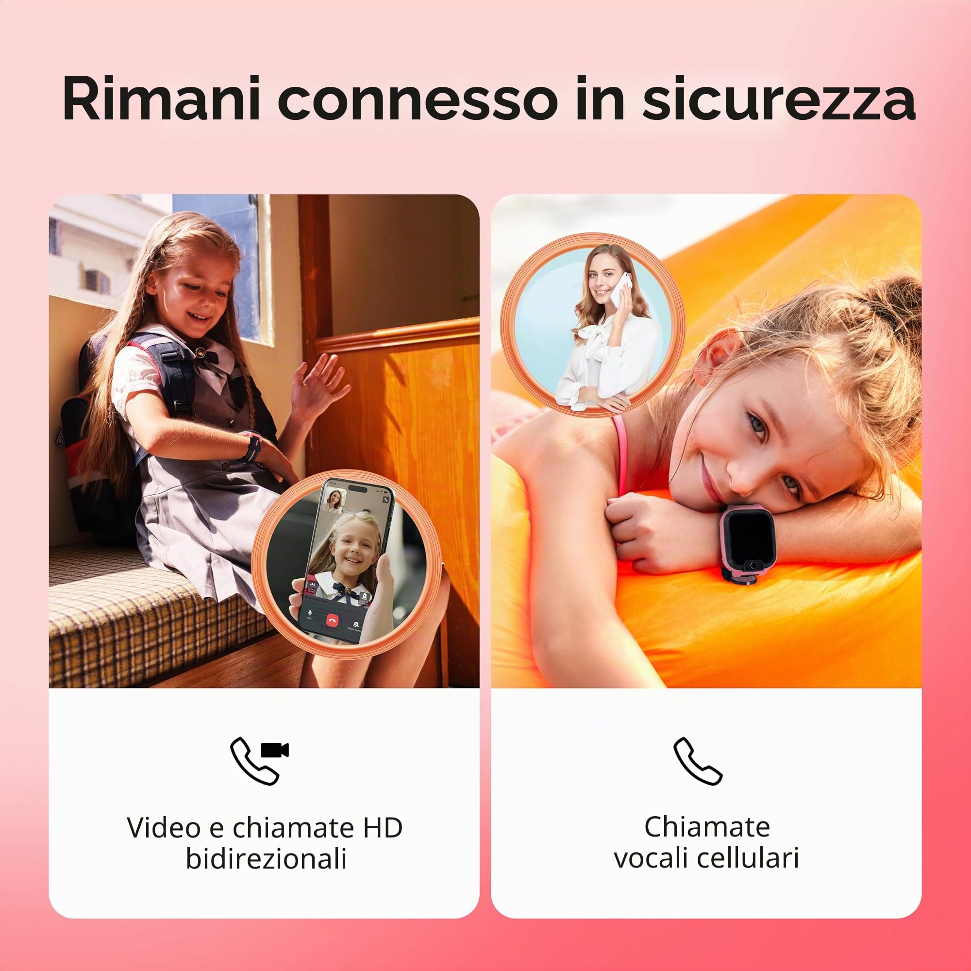 imoo Z1 smartwatch per bambini, smartwatch, smartwatch per bambini, telefono con video e telefonata bidirezionale, orologio GPS per bambini con localizzazione in tempo reale e resistenza all'acqua di