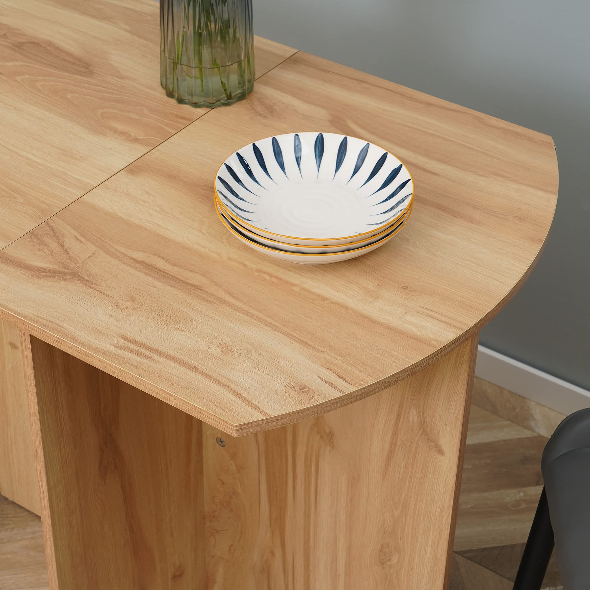 HOMCOM Tavolo da Pranzo, Tavolo Pieghevole Salvaspazio da Cucina e Soggiorno in Legno 90x60x74cm, Quercia
