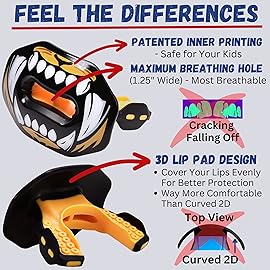 Oral Mart Football Mouth Guard (Tiger Bite) - Flag Football Lip Guard Mouthpiece - Pee-Wee Mouthguard Pacifier Protector with Detachable Strap