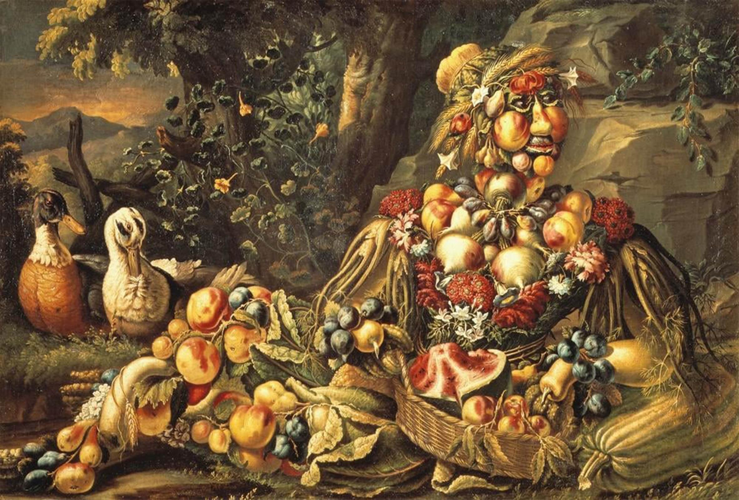 HRJUBWREE Famous Paintings Pictures Artwork Picture the Summer by Giuseppe Arcimboldo Photo Wall Print for Office Decor 60x90cm