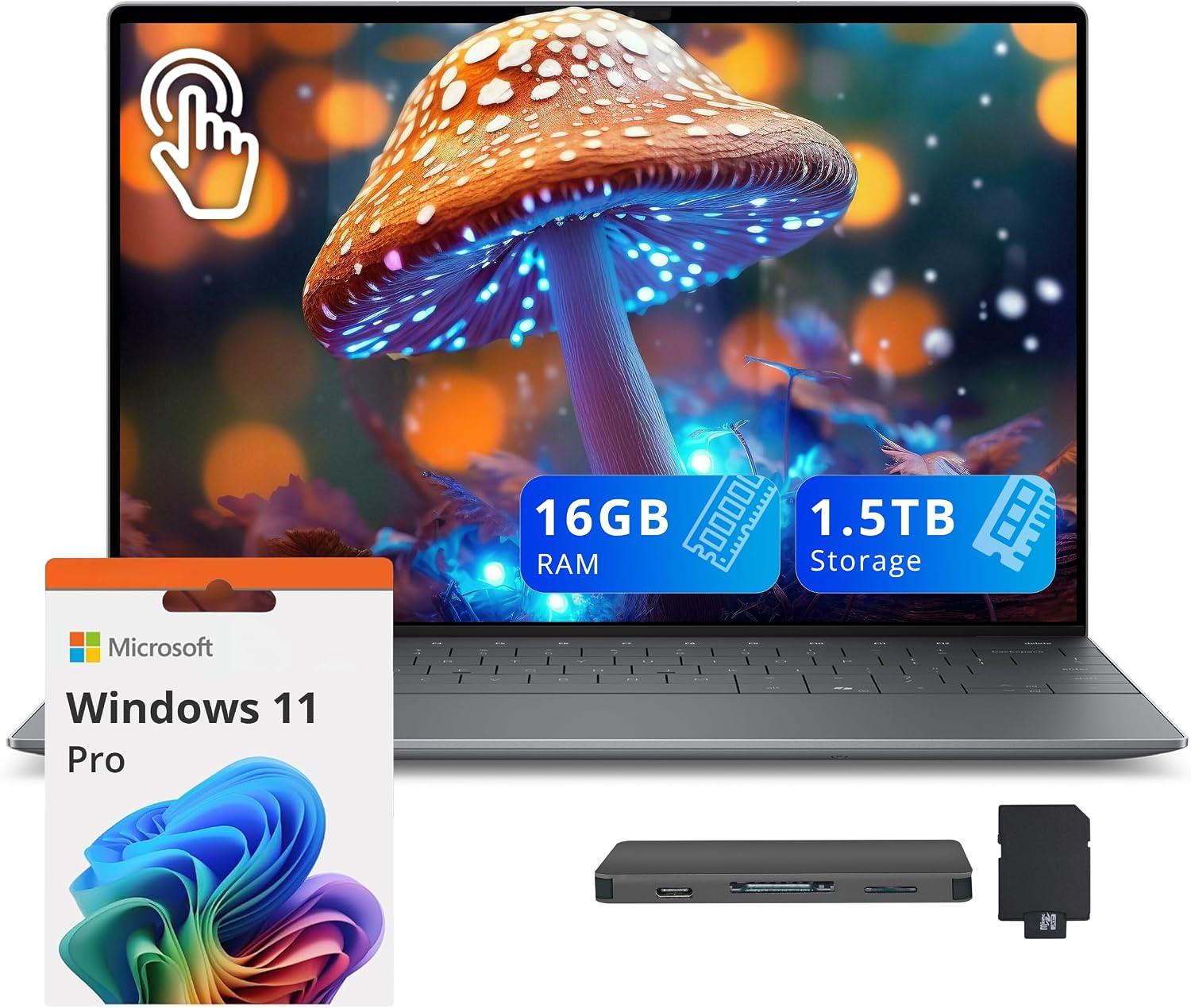 XPS 13 9345, 13.4" 3K OLED Touch Laptop, Snapdragon X Elite X1E-80, 16GB RAM, 1.5TB Storage (512GB SSD+1TB Docking Station Set), Backlit Keyboard, Fingerprint, Copilot+ PC, Win 11 Pro, Graphite