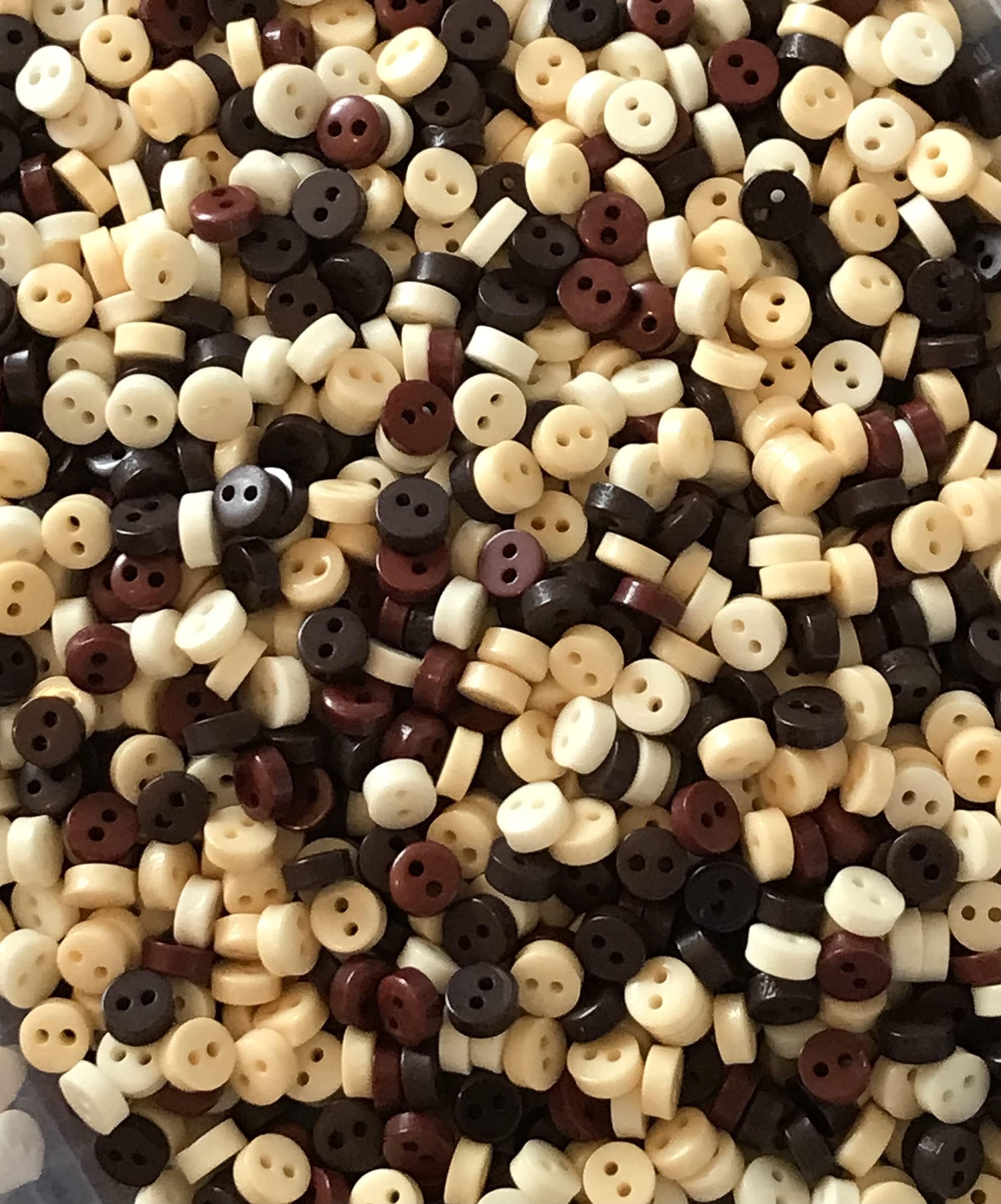 100 Tiny 6mm Buttons Natural Colours Brown Cream Crafts Dolls Clothes Cardmaking