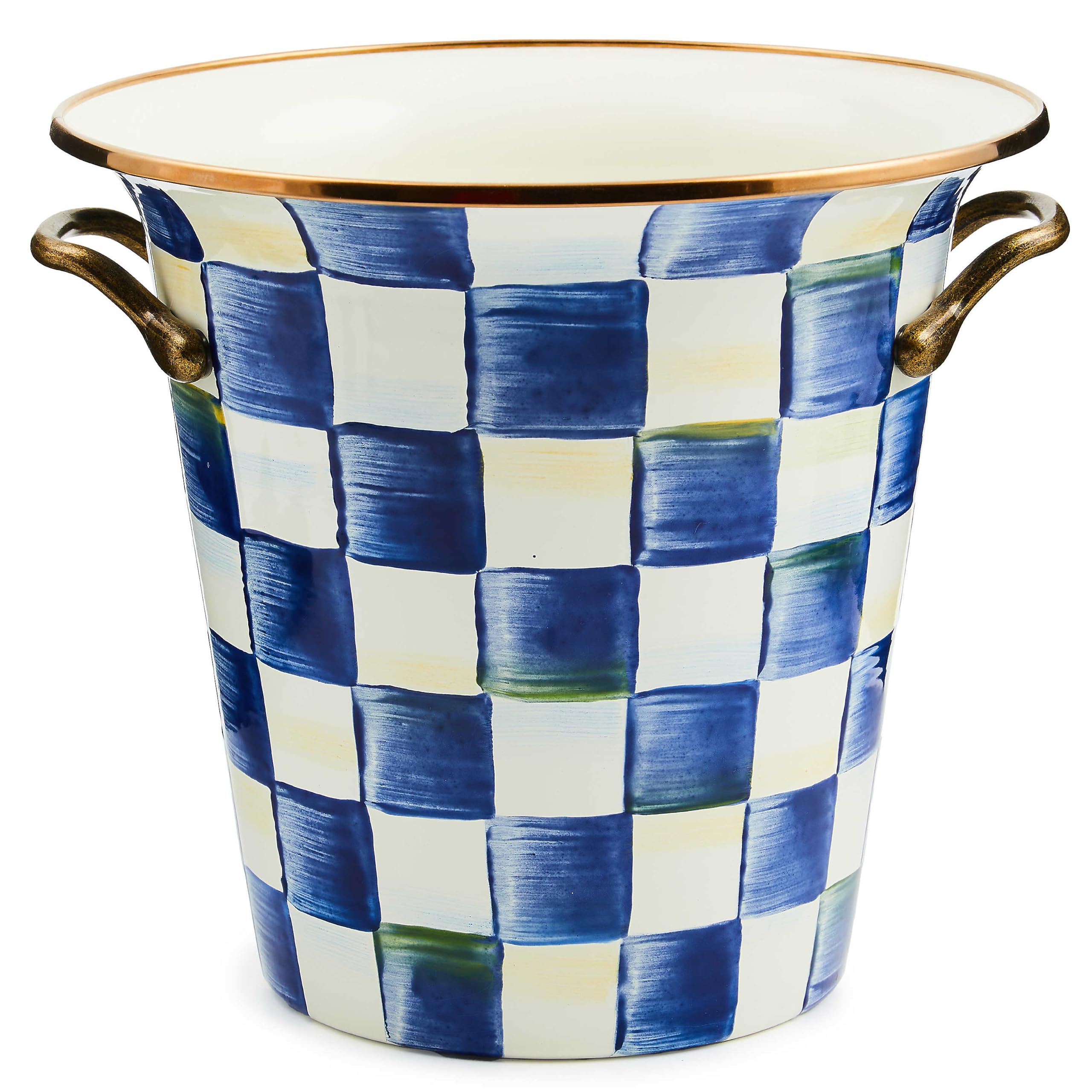 MACKENZIE-CHILDS Enamel Wine Cooler, Gray-and-White Sterling Check — Amazon image 14