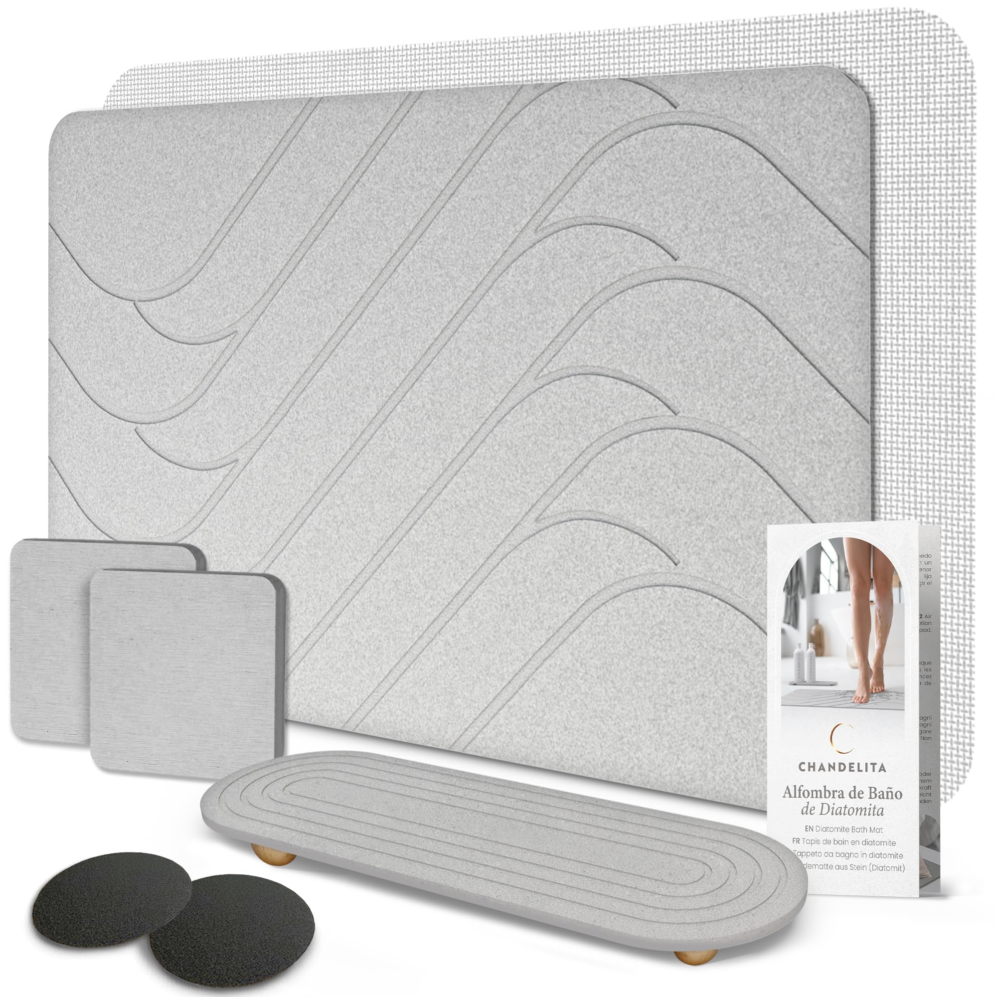Tapis de Bain Diatomite 60×39 cm Antidérapant Absorbant Hygiénique Résistant aux Moisissures Séchage Rapide