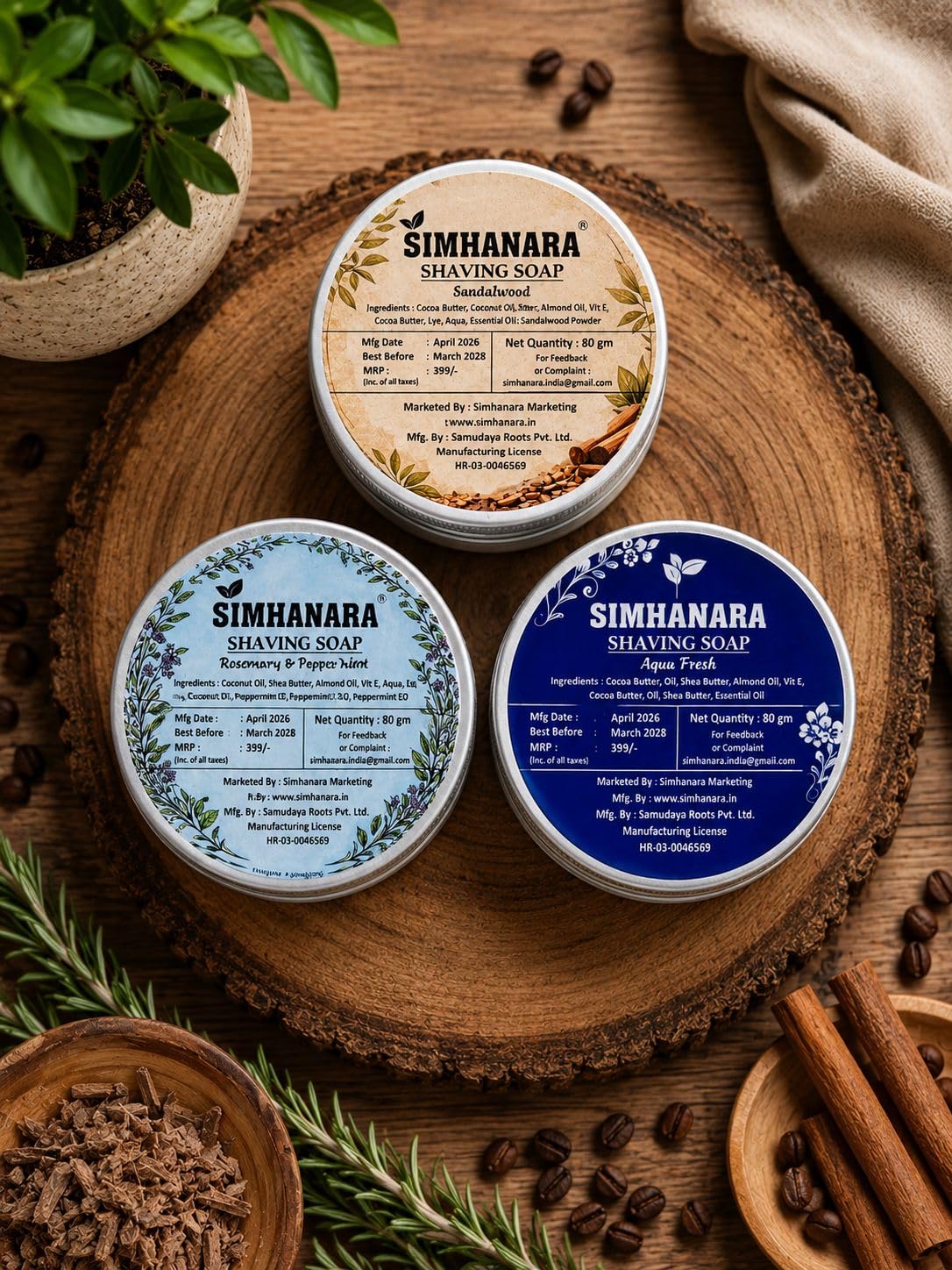 Shaving Soap, Rosemary & Pepper Mint, Solid Soap, Natural Ingredients, Rich Lather, Pack of 3, 80 gm Each-image-39