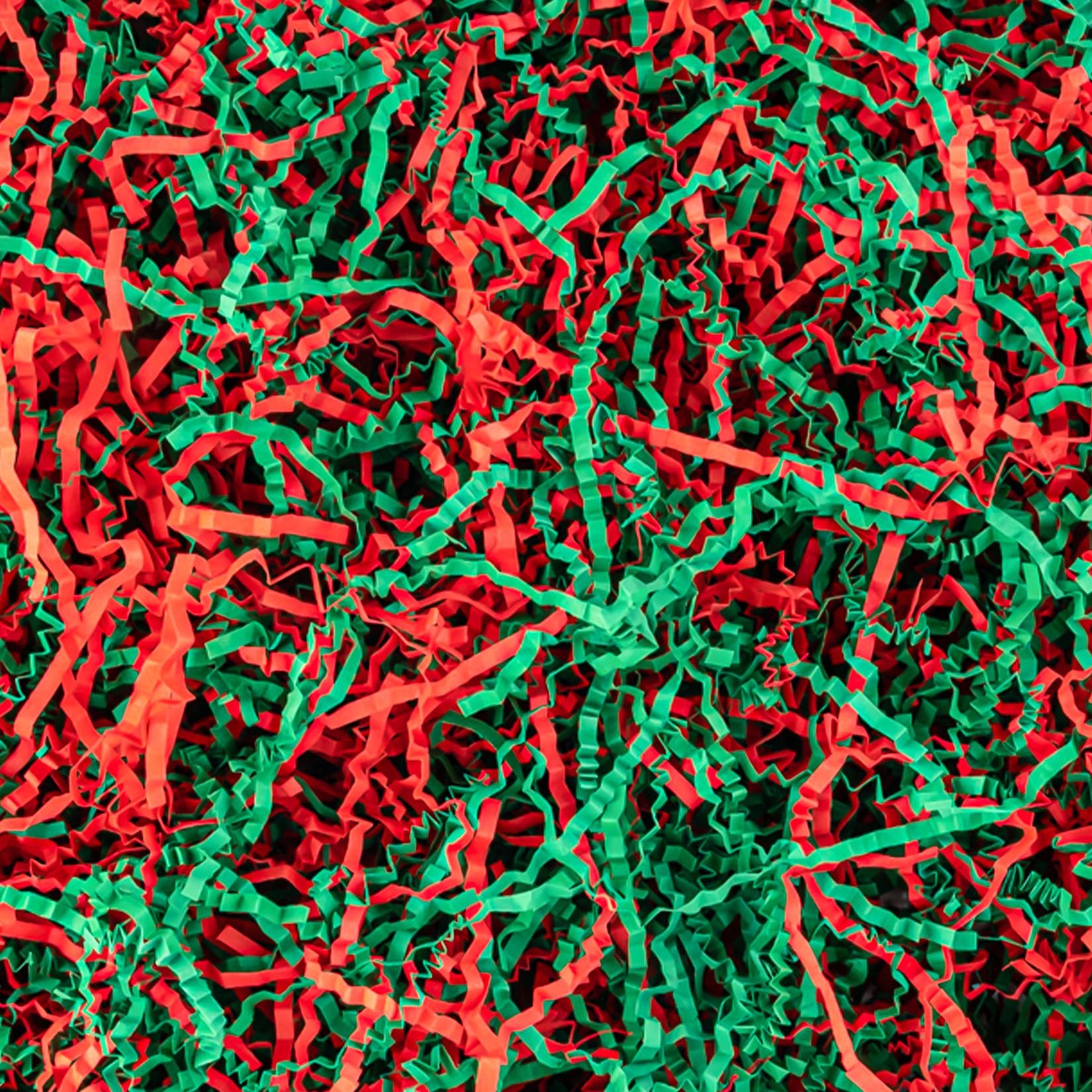 Sukh Red Green Crinkle Paper Filler - Shredded Paper, Gift Basket Box Wrap