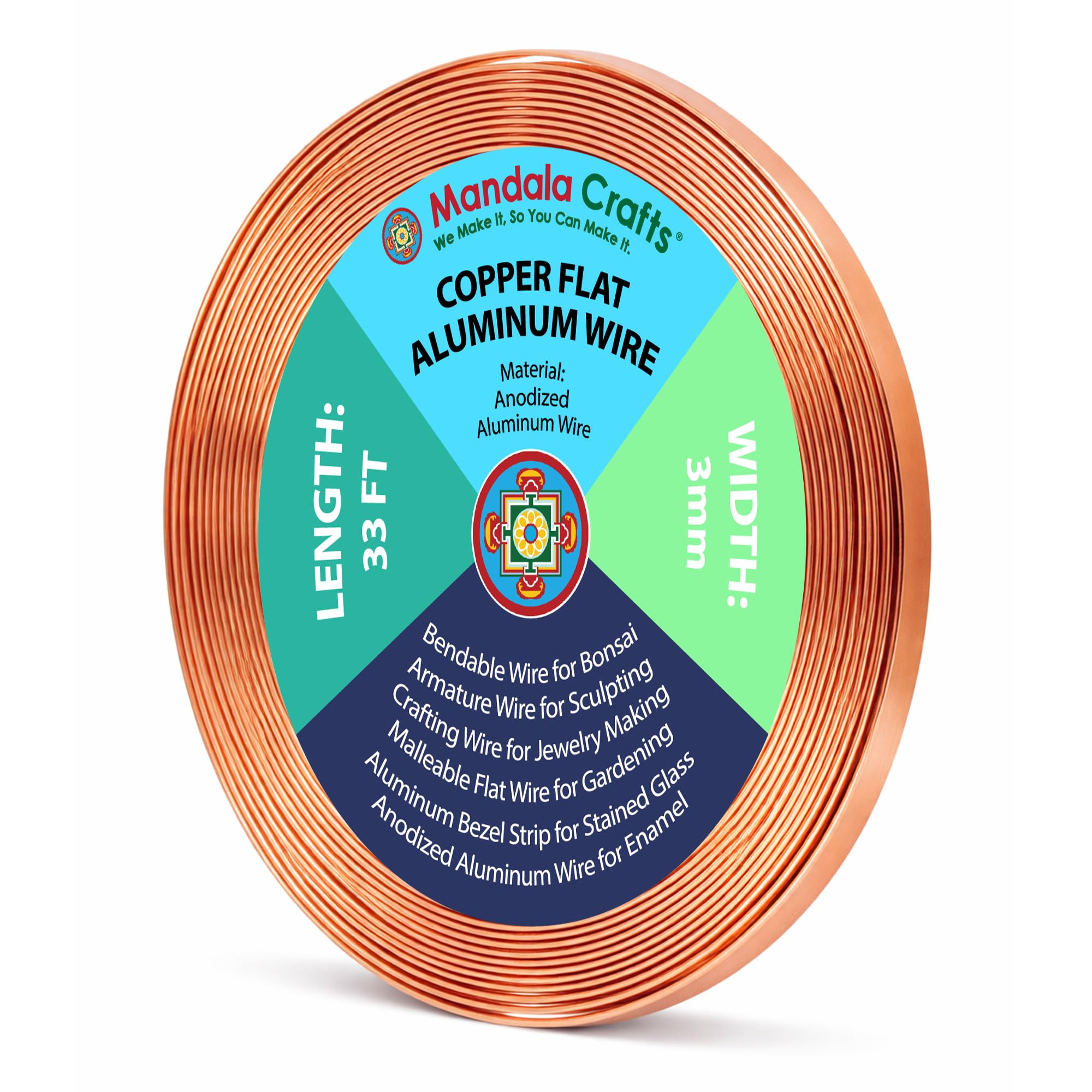 Mandala Crafts 3mm Copper Tone Flat Aluminum Crafting Wire for Sculpting