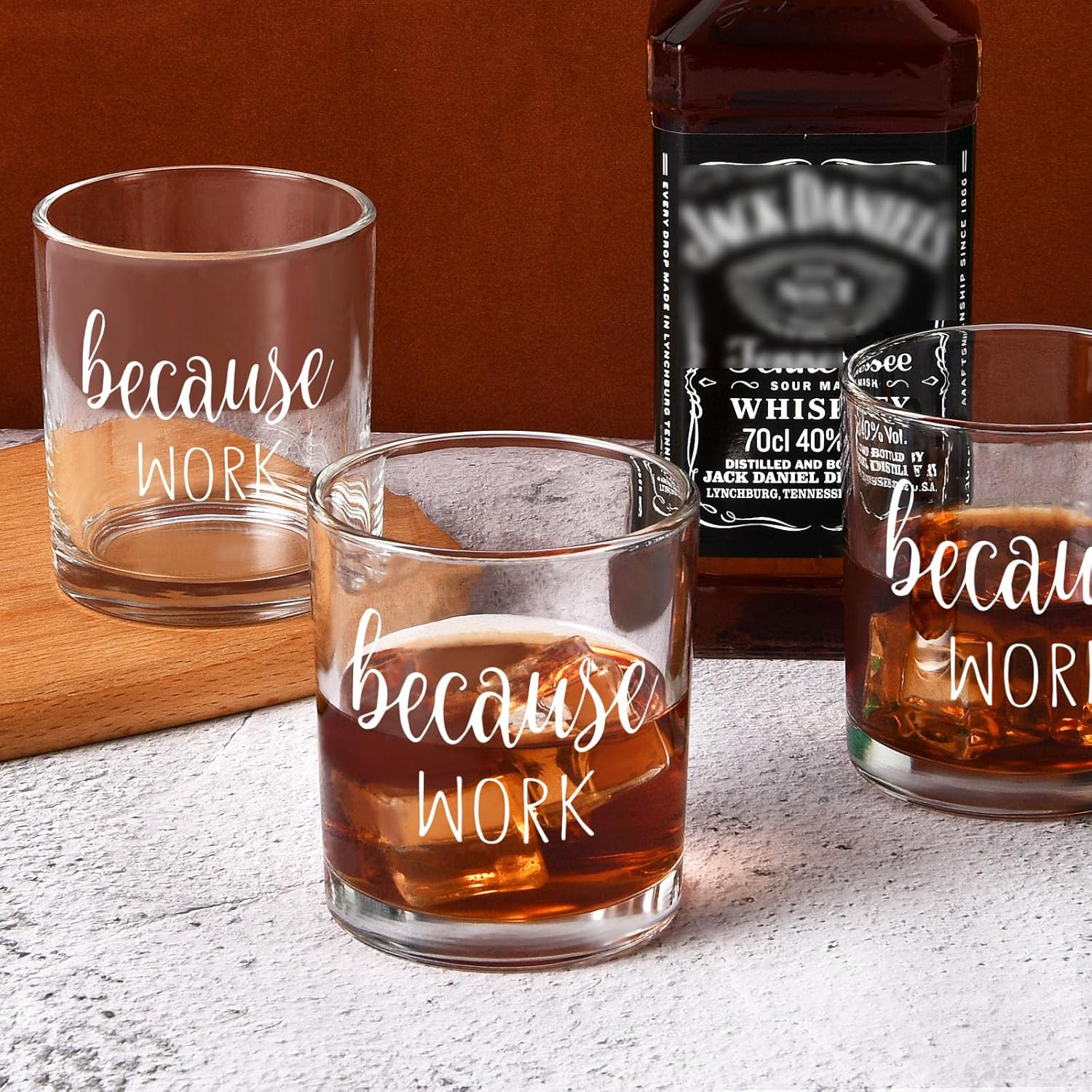 Futtumy Coworker Gift, Because Work Whiskey Glass, Funny Boss's Day Gifts for Men, Office Christmas Birthday Thank You Gifts for Coworker Boss Friends Employer Women or Men, 10Oz Old Fashioned Glass - Image 6