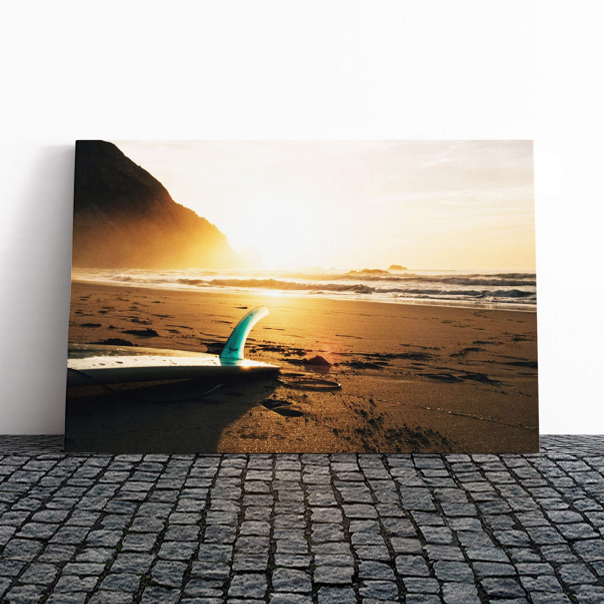 Surfing Surfboard Beach Seascape Canvas Print | Gallery Wrapped 30mm Frame Wall Art | 30x20 inches | Ready to Hang | Modern Seascape Picture | Living Room Bedroom Lounge Office