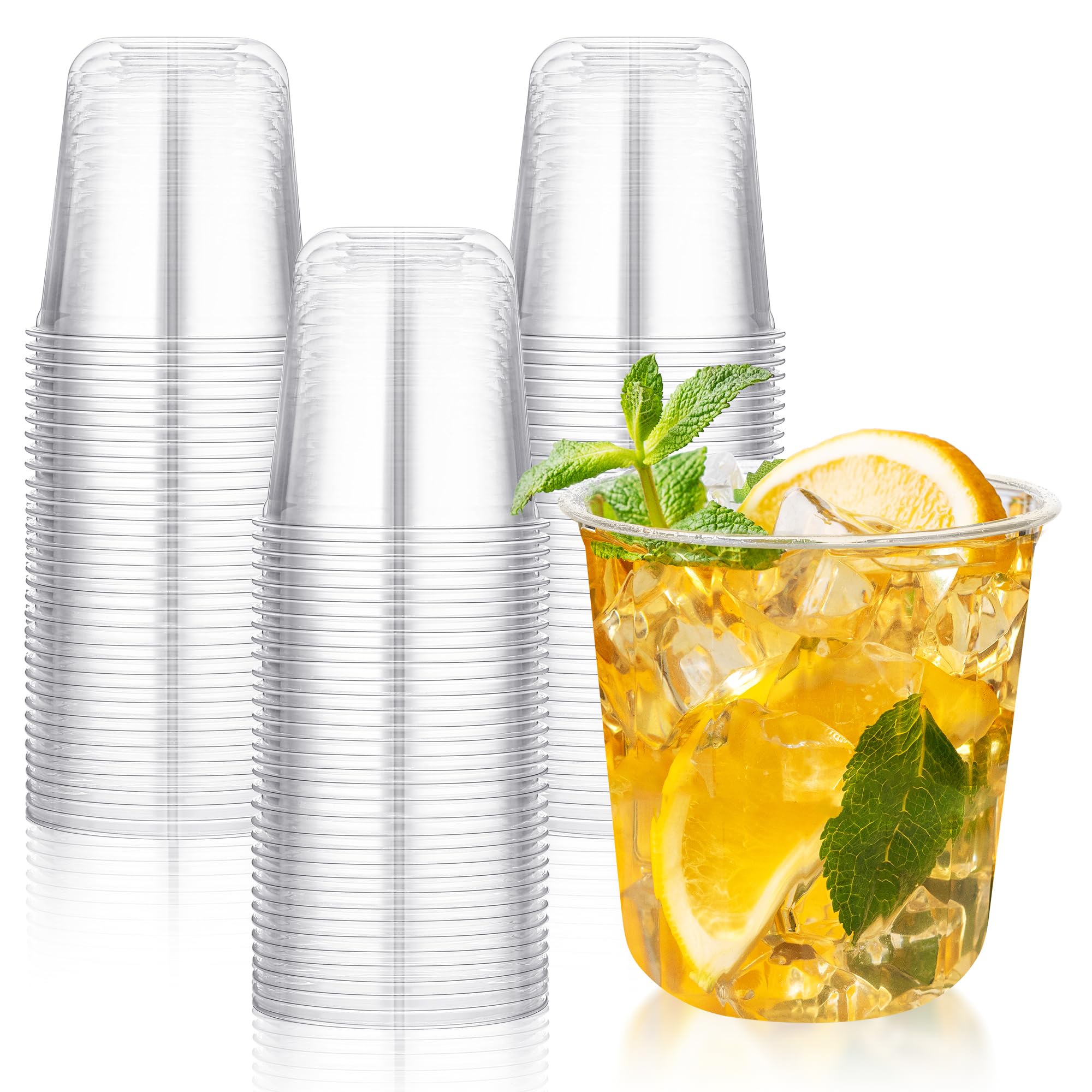 KesaPlan 50Pack 350ml(12oz) Clear Plastic Cups Stemless Glasses Crystal Clear Plastic Wine Cups for Pub, Wedding, Birthday Bulk Party Supplies