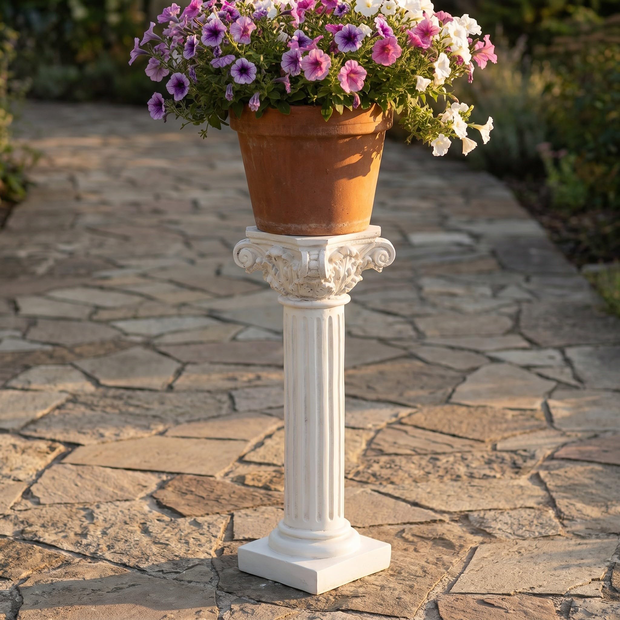 YARNOW Colonna in resina con piedistallo, supporto espositivo europeo per fiori, candele, statue, piedistallo a colonna greca, decorativo per la navata nuziale.