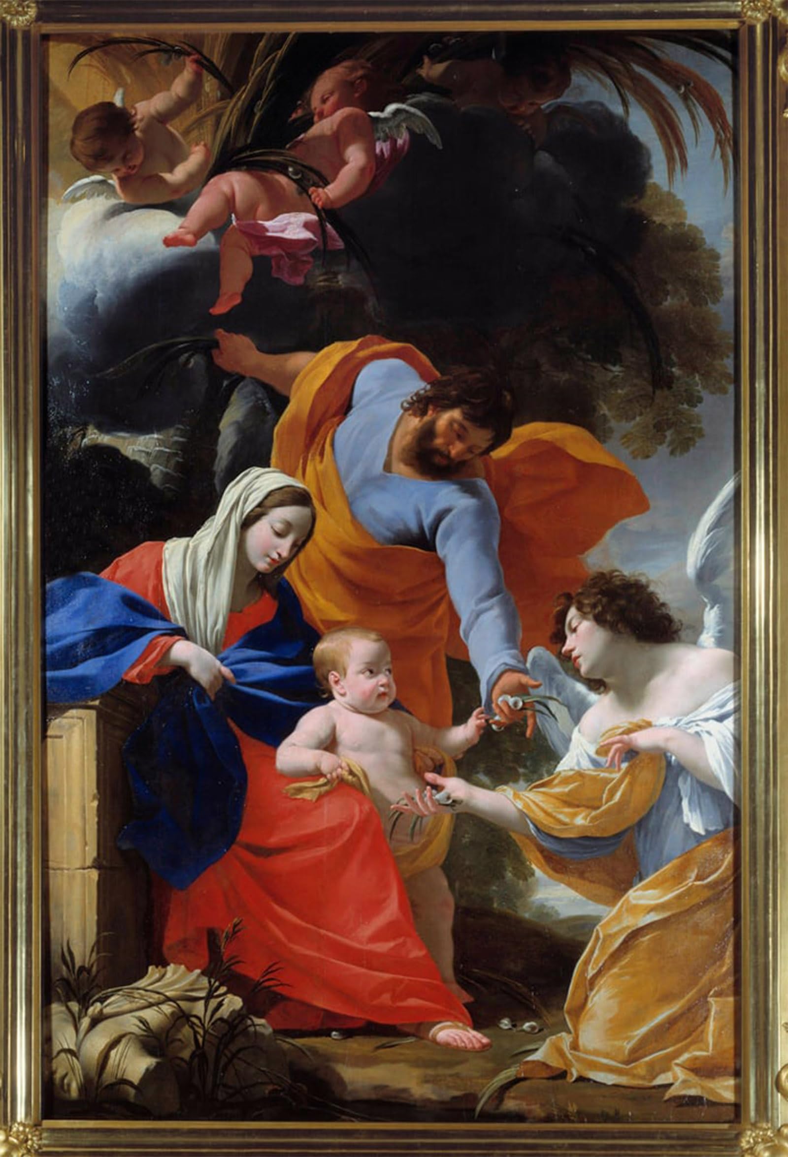 ARTXLXXBN Famous Painting Canvas Artwork Graffiti Print the Rest of the Holy Family Painting by Simon Vouet Portrait Canvas Image for Home Decor 60x90cm