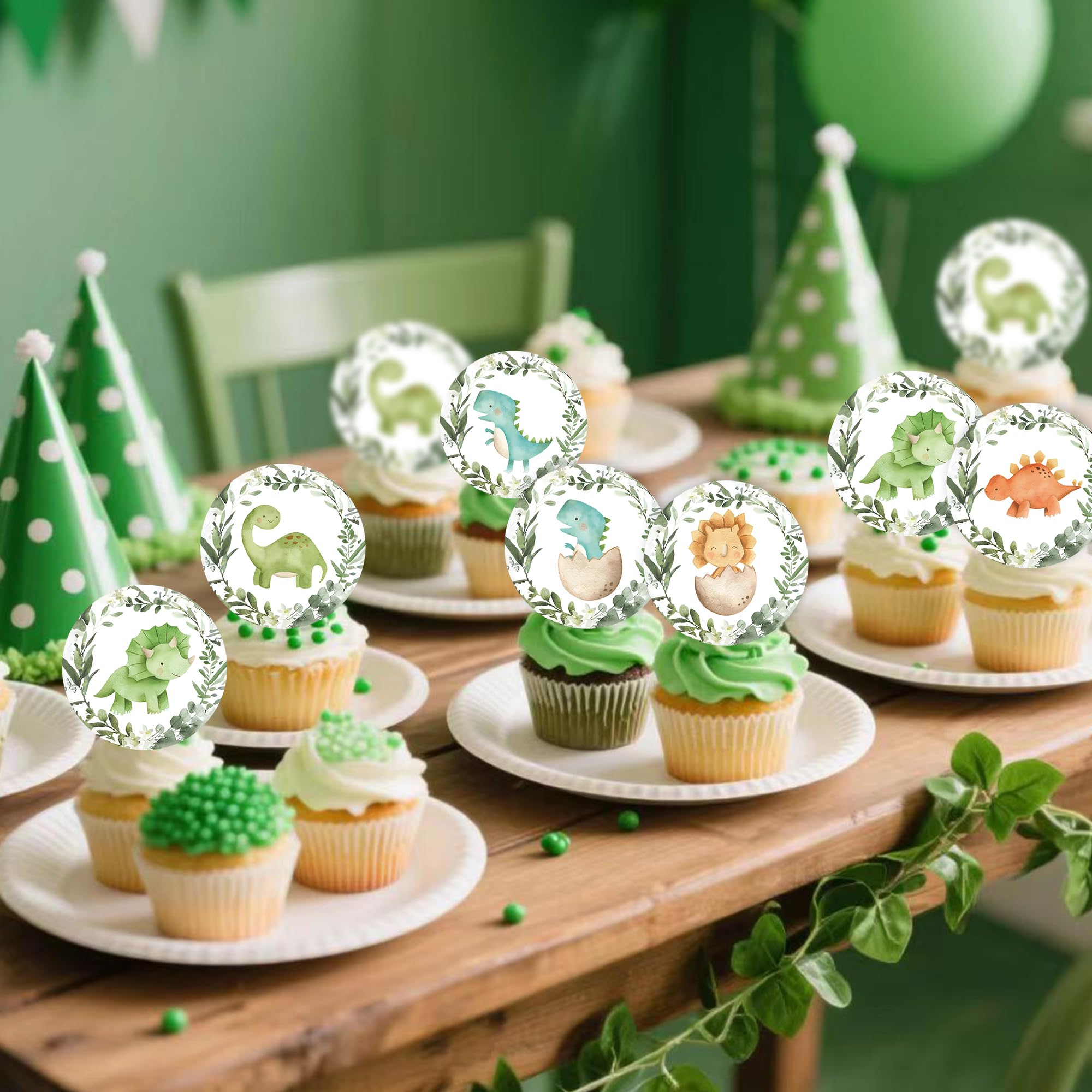48Pcs Edible Dinosaur Cupcake Toppers Wafer Paper Dinosaur Party Decoration Baby Dinosaur Cupcake Picks for Dinosaur Theme Baby Shower Kids Boys Girl Dinosaur Theme Birthday Party Decorations