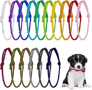 FANKUTOYS 16 Pcs Puppy Collars Whelping Newborn Pet Collars Adjustable Pet Collars for Newborn Dog Cat Super Soft Nylon Safety Puppy Whelping Litter Collars