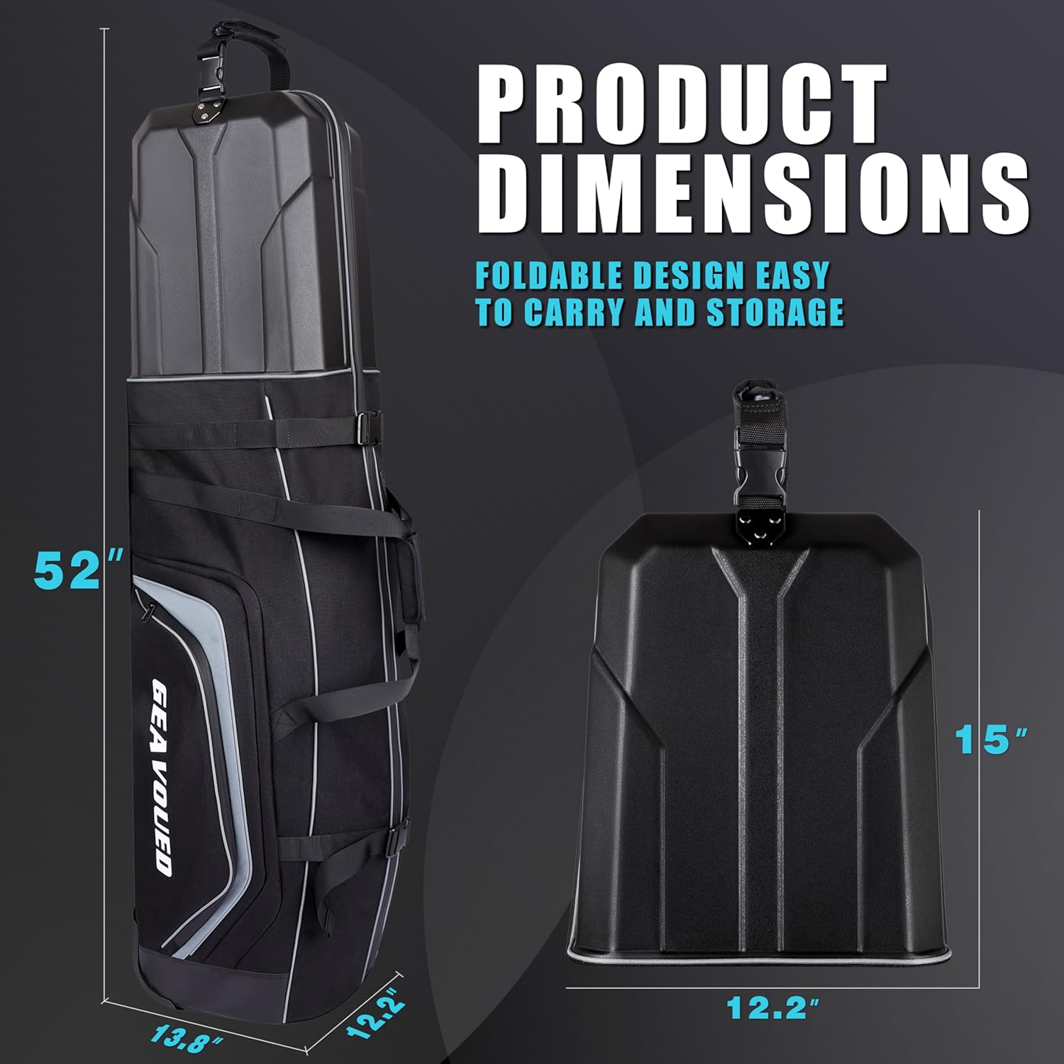 Golf Travel Bag with Hard Case Top and Wheels ，Premium Oxford Fabric, Golf Travel Bags for Airlines ，Protect Your Club for Safe Transport - Image 6