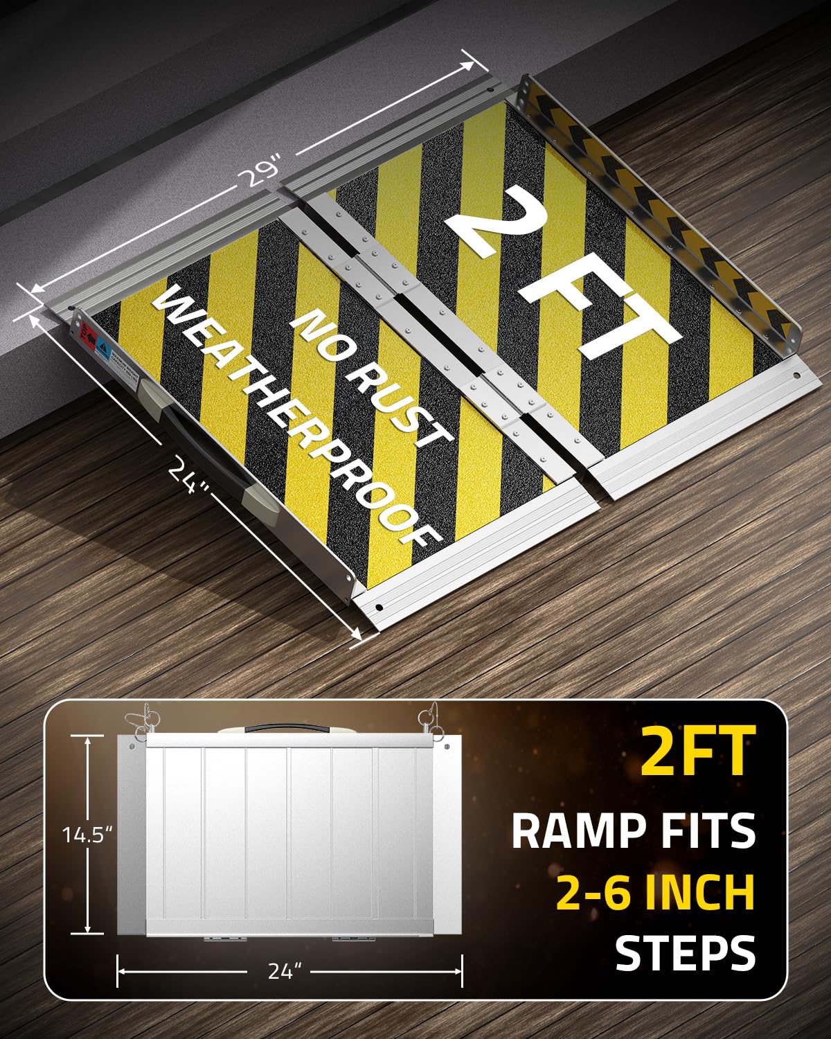 Portable Wheelchair Ramp - 2FT, 800LBS Capacity -2 Portable Wheelchair Ramp - 2FT, 800LBS Capacity -2