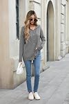 TASAMO Women's Open Front Hooded Cardigan Casual Long Sleeve V-Neck Button Down Knit Sweater