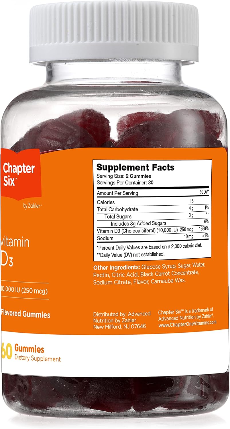 Zahler Chapter Six Vitamin D3 Gummies, Vitamin D Gummies for Adults 10000 IU, Kosher