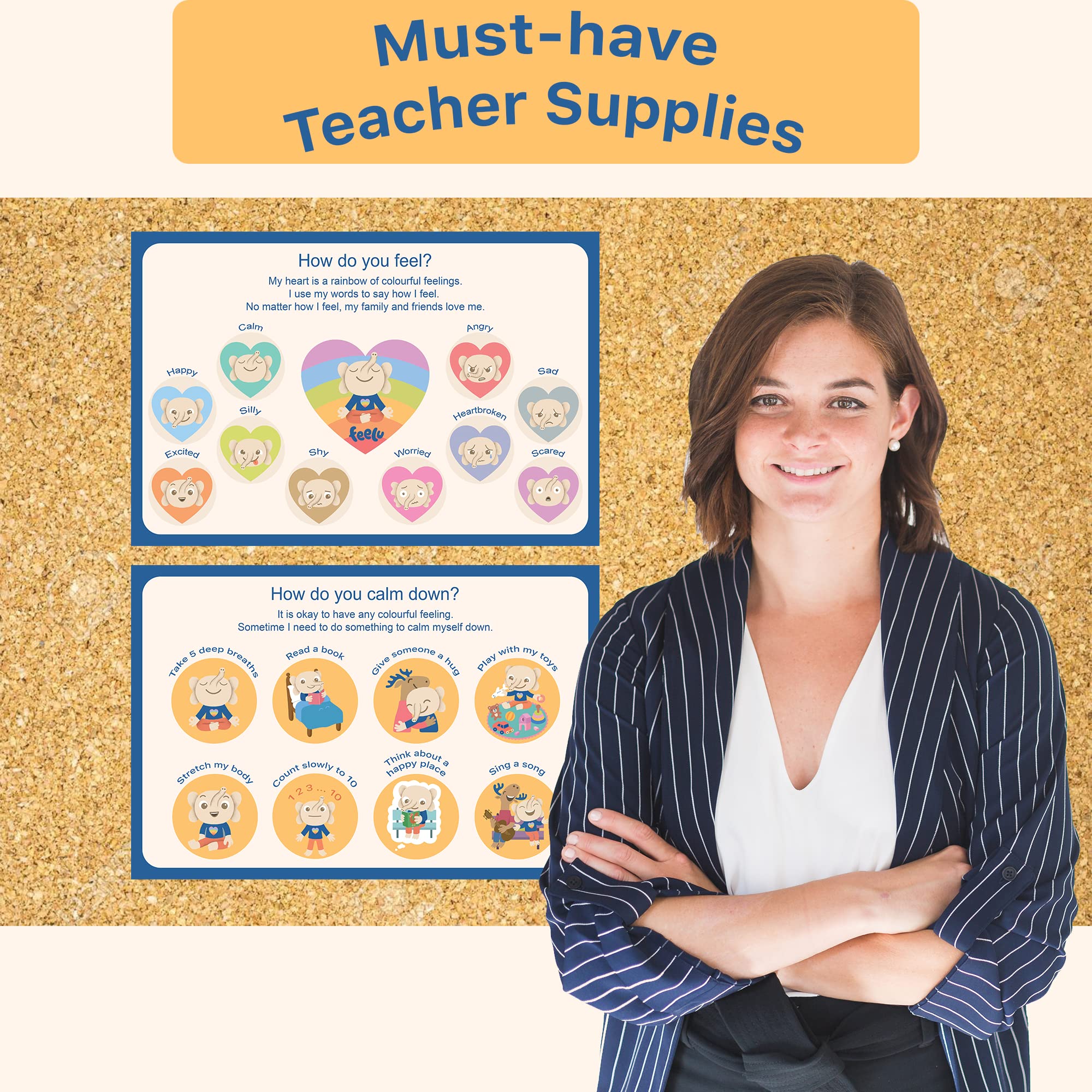 Buy Feelu Colour-coded Feelings Chart & Calming Poster For Kids ...