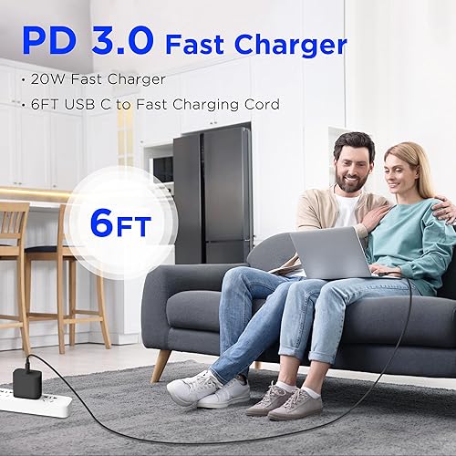 Miniatura 6 de Cargador para iPhone 17, 16, 15, carga rápida, paquete de 20 W, Apple iPad, USB C, bloque Chrager de pared con cable USB C a C de 6 pies para iPhone