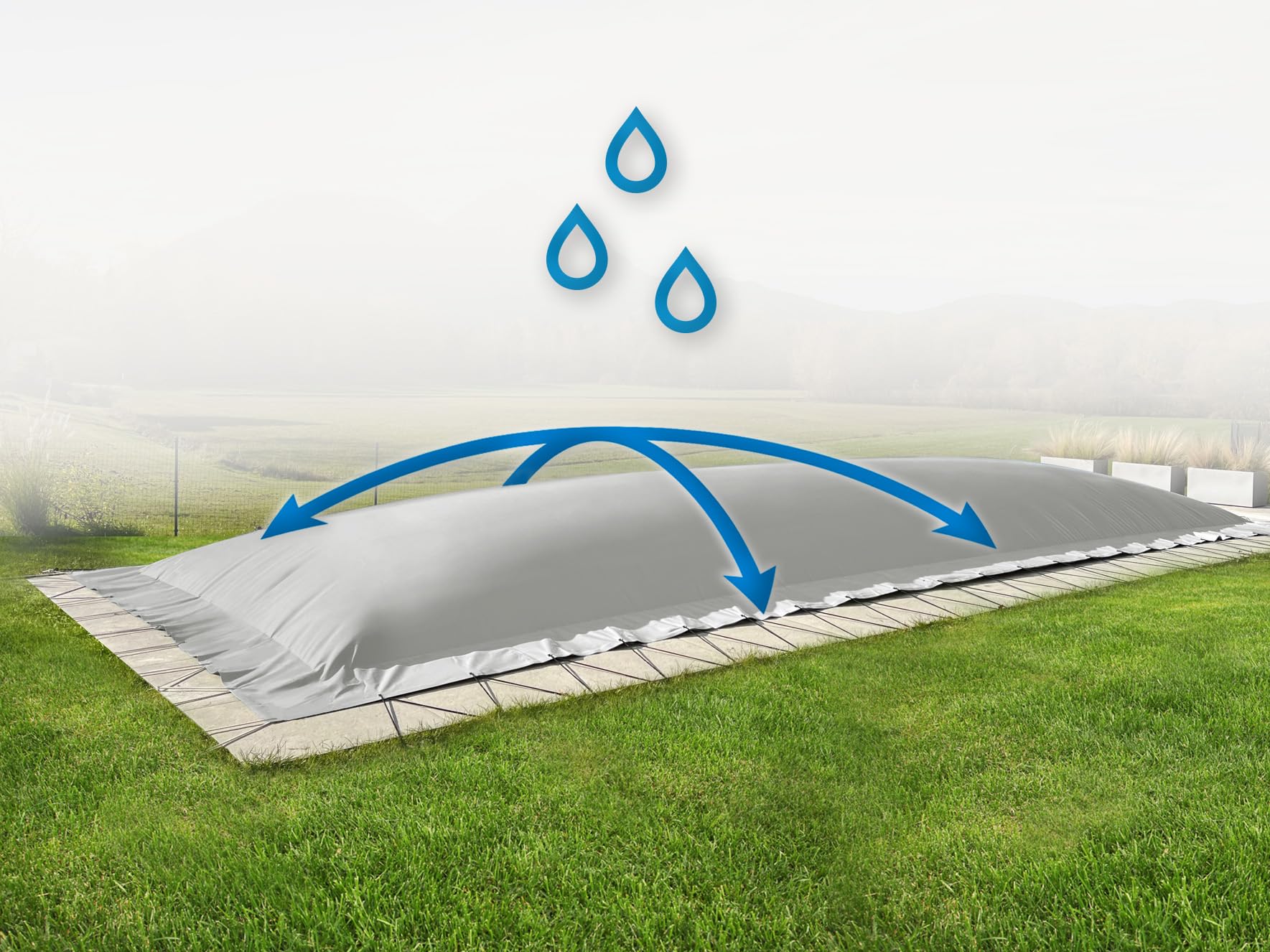ANKO PLANEN Telo piscina gonfiabile rettangolare – copertura invernale per la piscina – di alta qualità e robusto AirDeluxe (10m x 5m, Grigio)