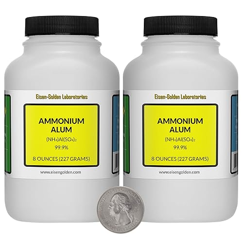 Alum de amonio (NH4) Al (SO4)2 99,9% polvo de grado alimenticio 1 libra en dos botellas