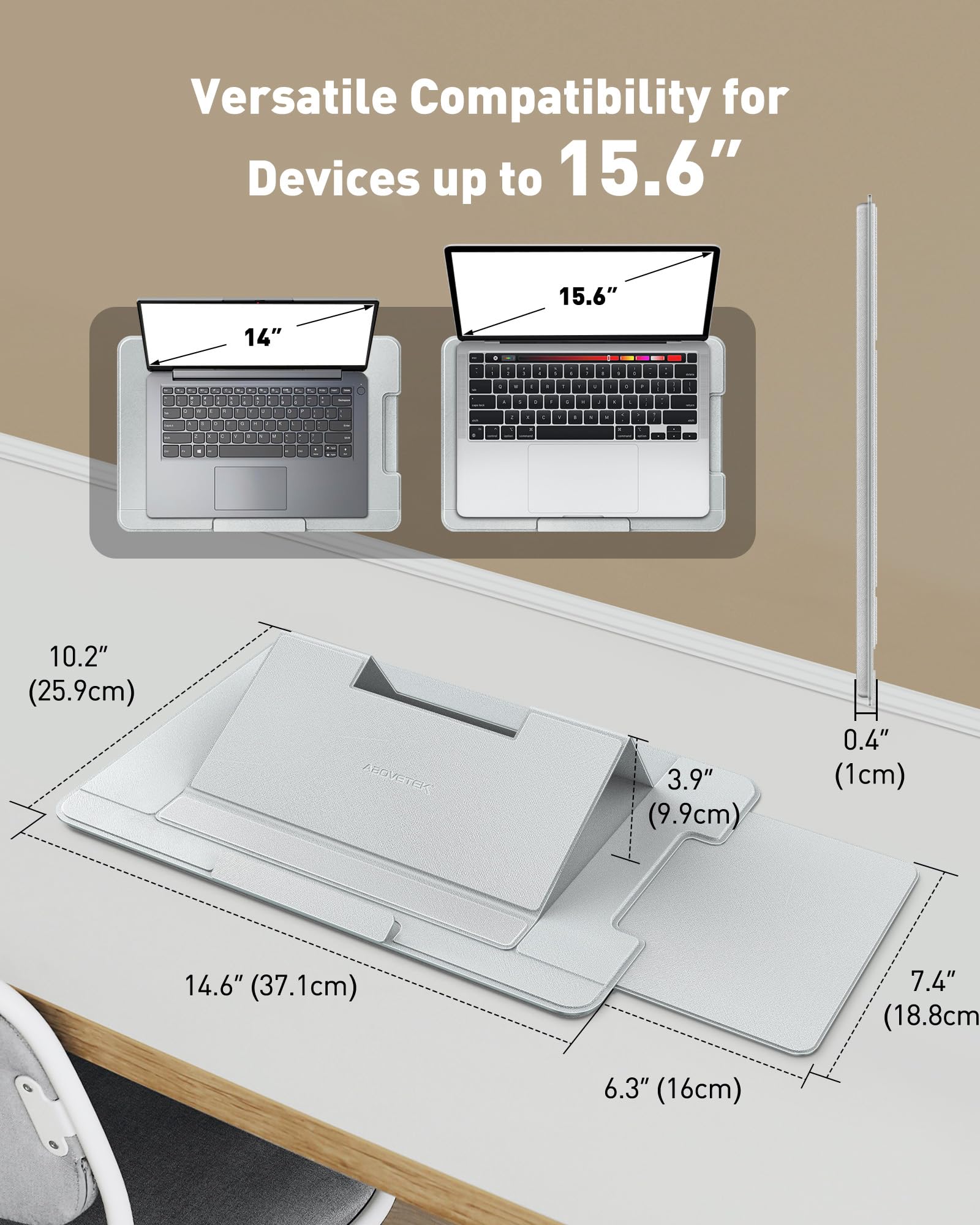 AboveTEK Table de bureau pour ordinateur portable ergonomique avec surface antidérapante et protection contre la chaleur - Tapis de souris rétractable pour lit, canapé