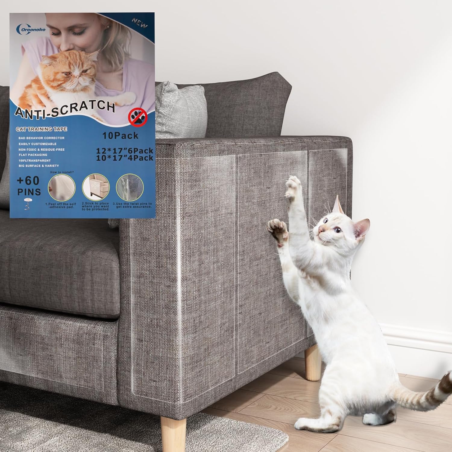 Cat Scratch Furniture Protectors,10 Packs Clear Couch