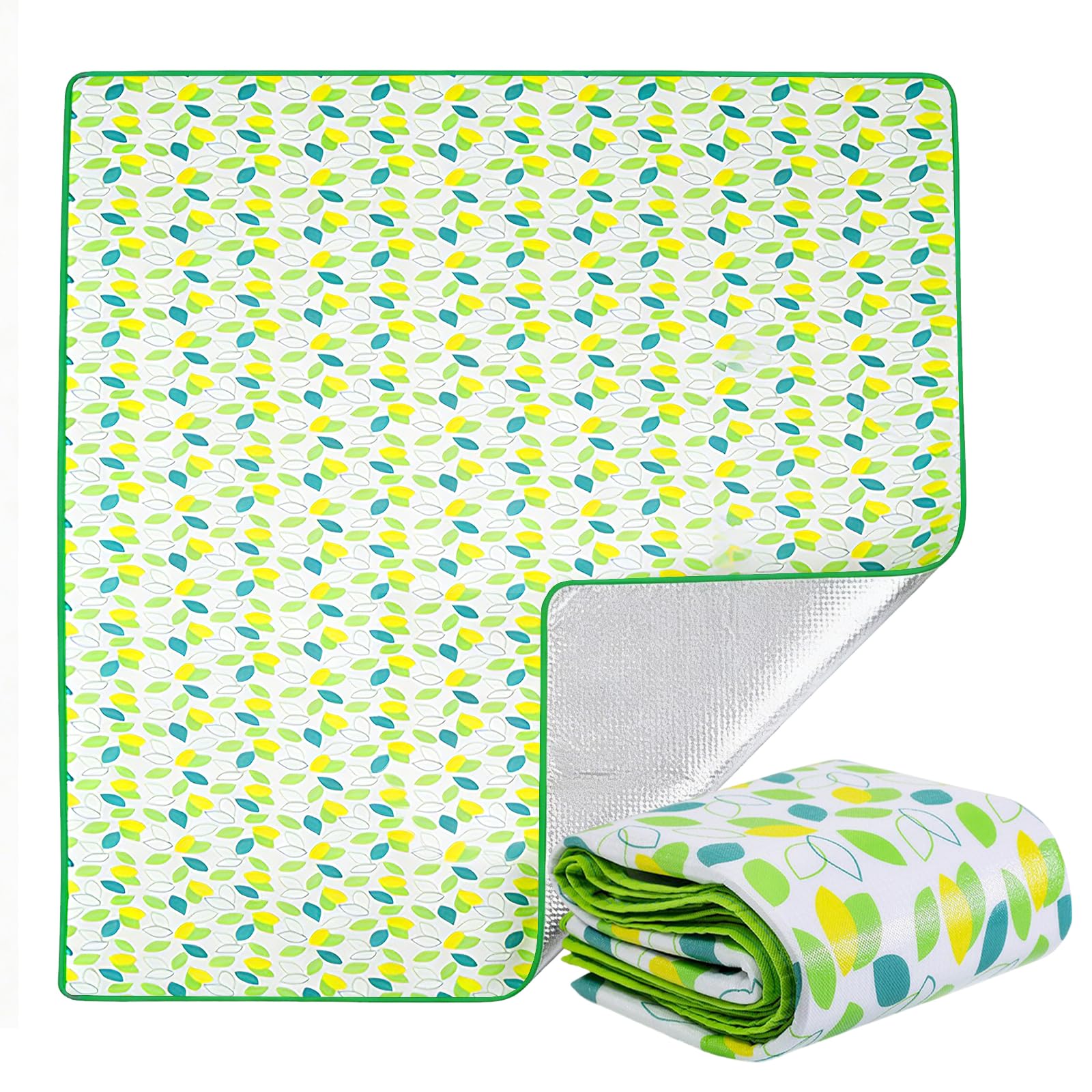 OXTXO Picnic Blanket Waterproof, Extra Large 200x200cm Outdoor Beach Mat with Cushioned EPE Foam, Sandproof & Damp-Proof Backing, 3-Layer Composite Design for Family Camping, Park & Festivals