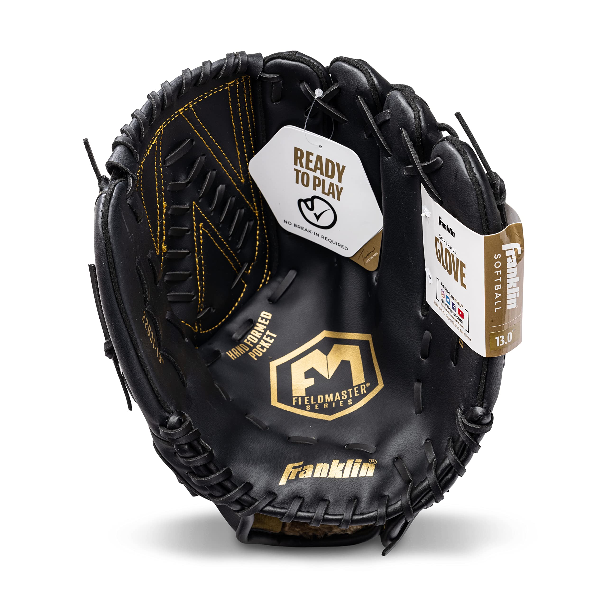 Franklin Sports Field Master Baseball + Softball Glove - Field Master Adult + Youth Baseball + Softball Mitt - Men's + Women's Gloves - Right Hand Throw